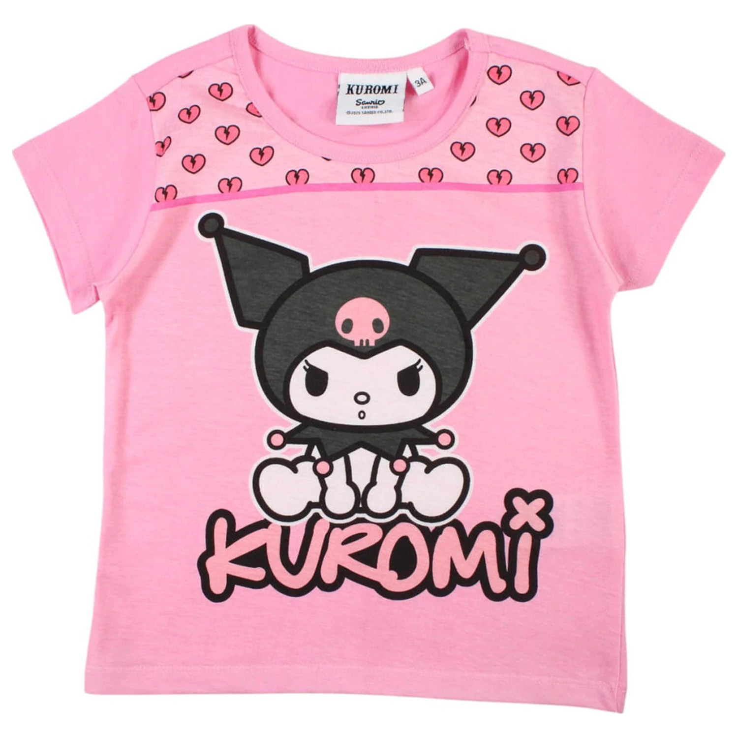 Hello Kitty Kuromi Różowy dziecięcy T-shirt z krótkim rękawem, top zdjęcie produktu