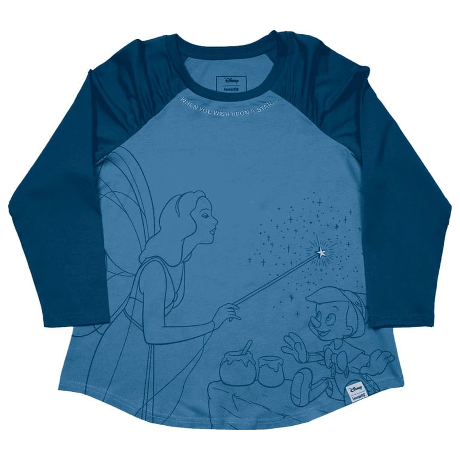 Pinocchio by Loungefly Tee Koszulka Unisex Blue Fairy Shirred Raglan zdjęcie produktu