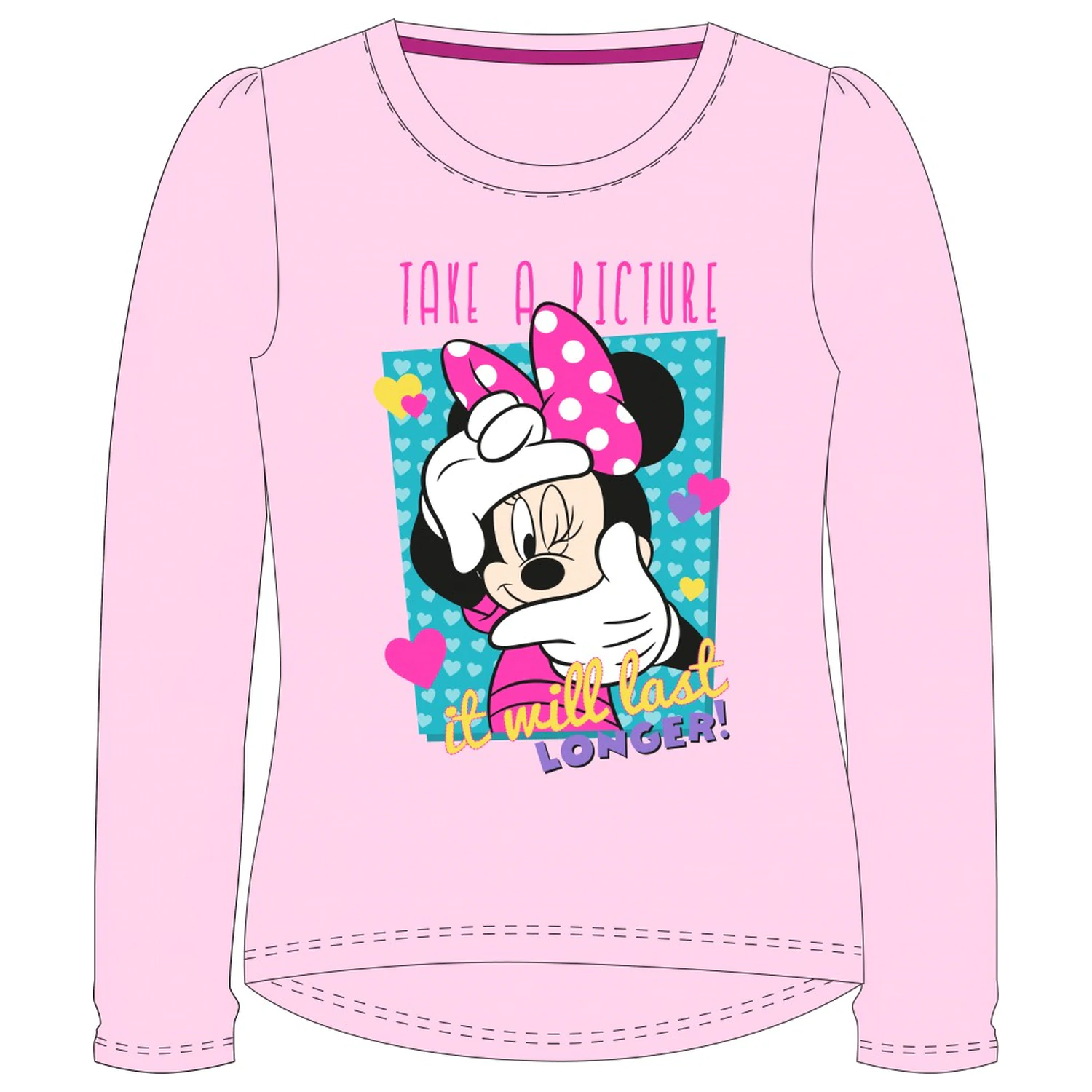 Disney Minnie Take a Picture dziecięcy T-shirt z długim rękawem, top zdjęcie produktu
