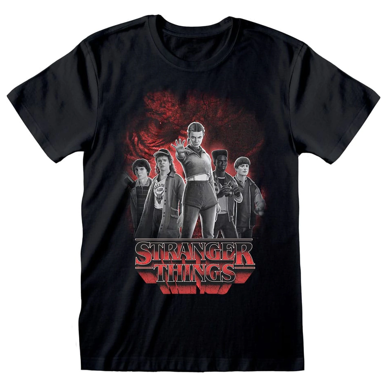 Stranger Things T-Shirt Group with Vecna behind Balck and White zdjęcie produktu