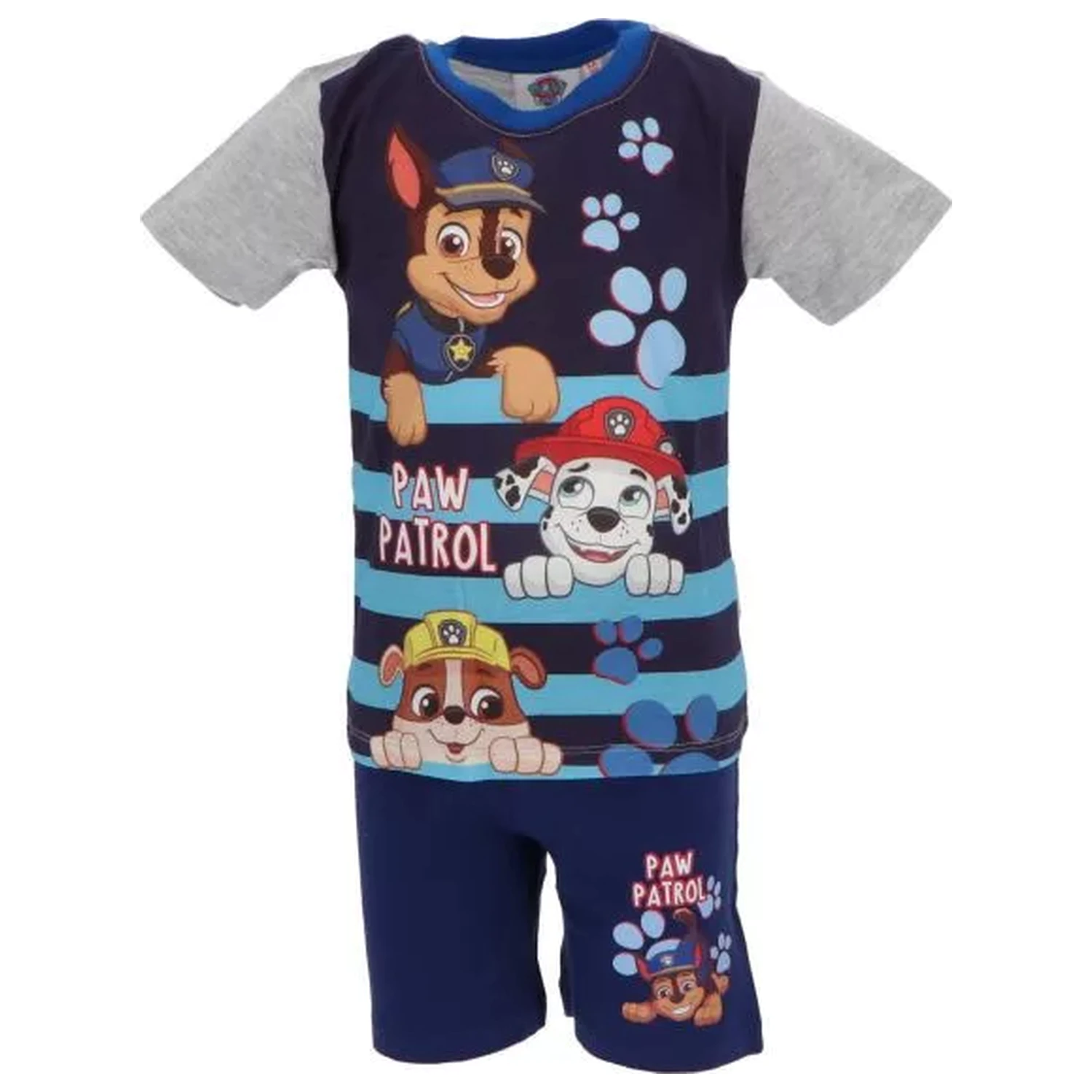 Paw Patrol Happy Stripes Grey krótkie piżamy dziecięce zdjęcie produktu