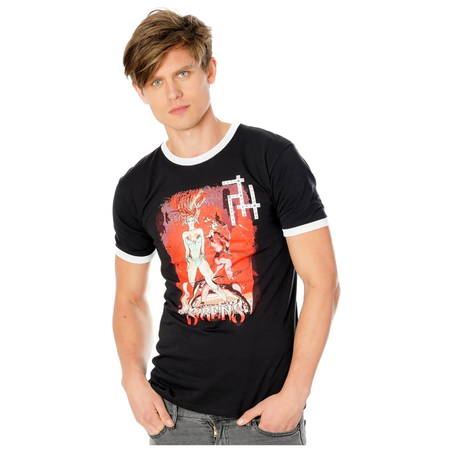Gotham City Sirens koszulka Crossword Black Ringer  zdjęcie produktu