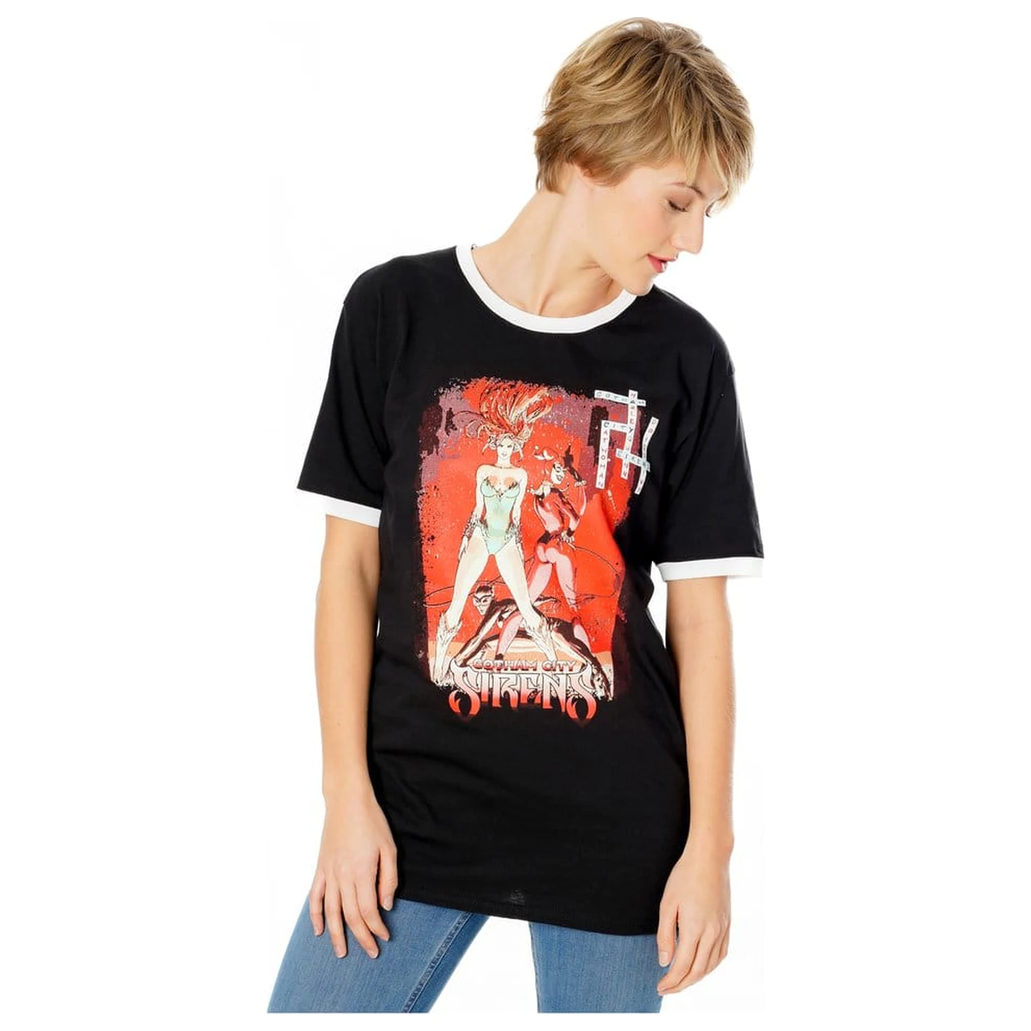 Gotham City Sirens koszulka Crossword Black Ringer  zdjęcie produktu