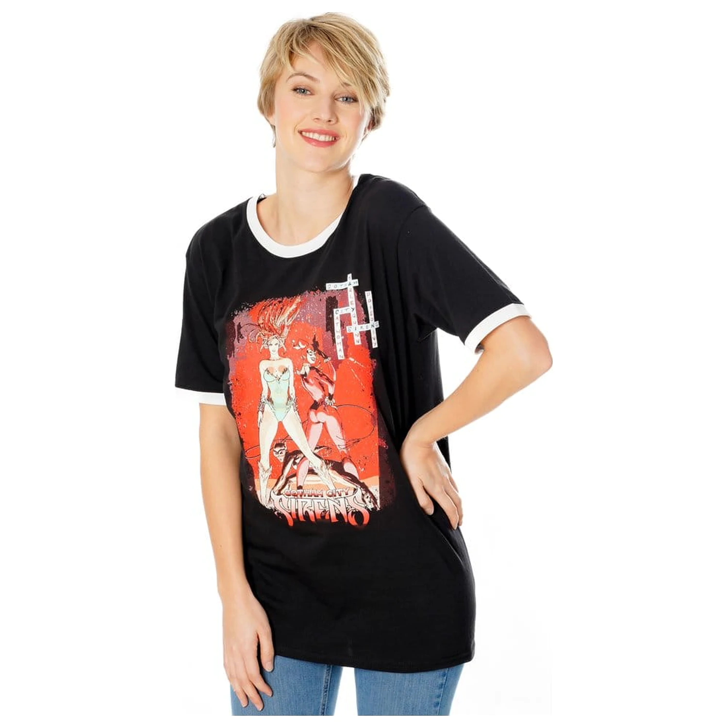 Gotham City Sirens koszulka Crossword Black Ringer  zdjęcie produktu