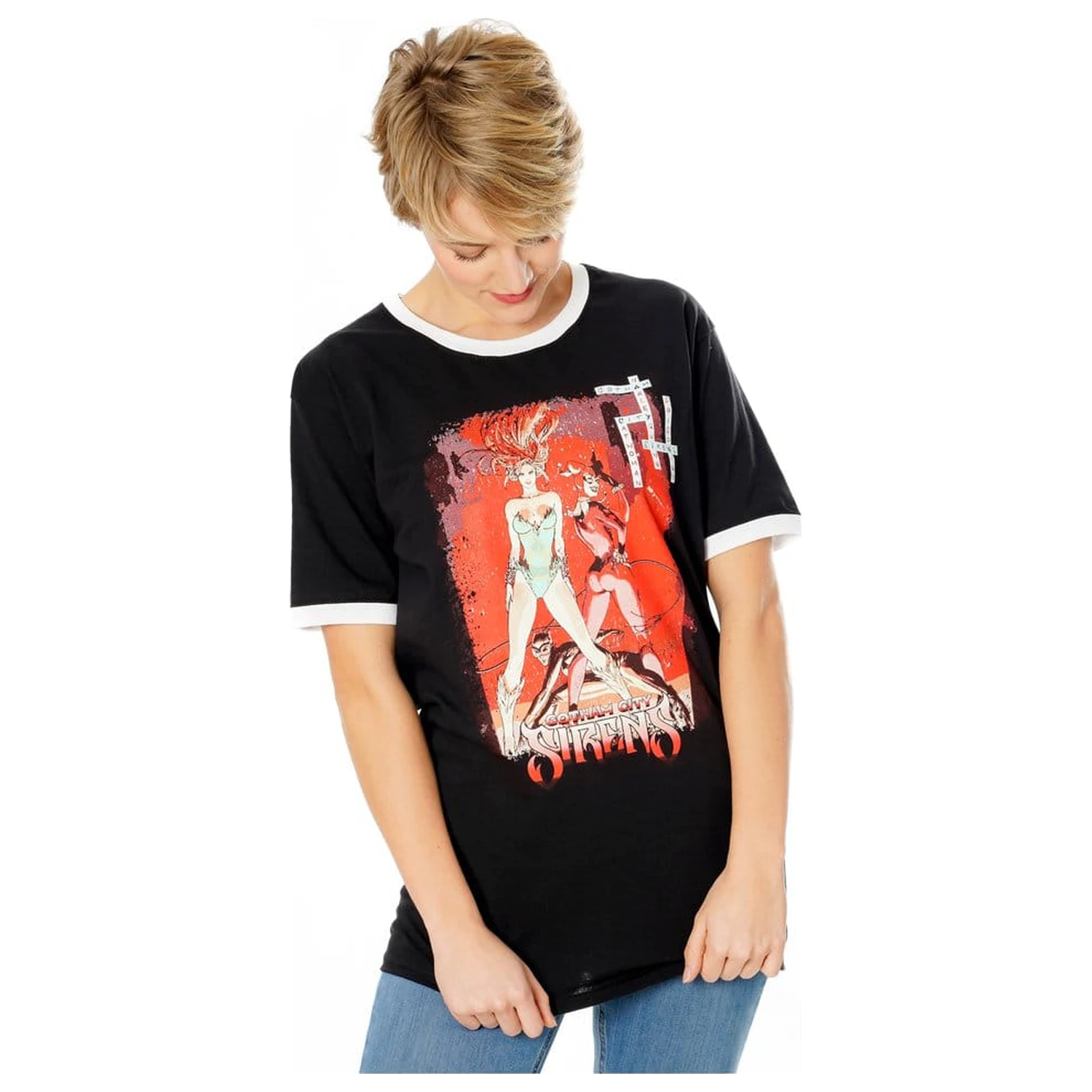 Gotham City Sirens koszulka Crossword Black Ringer  zdjęcie produktu