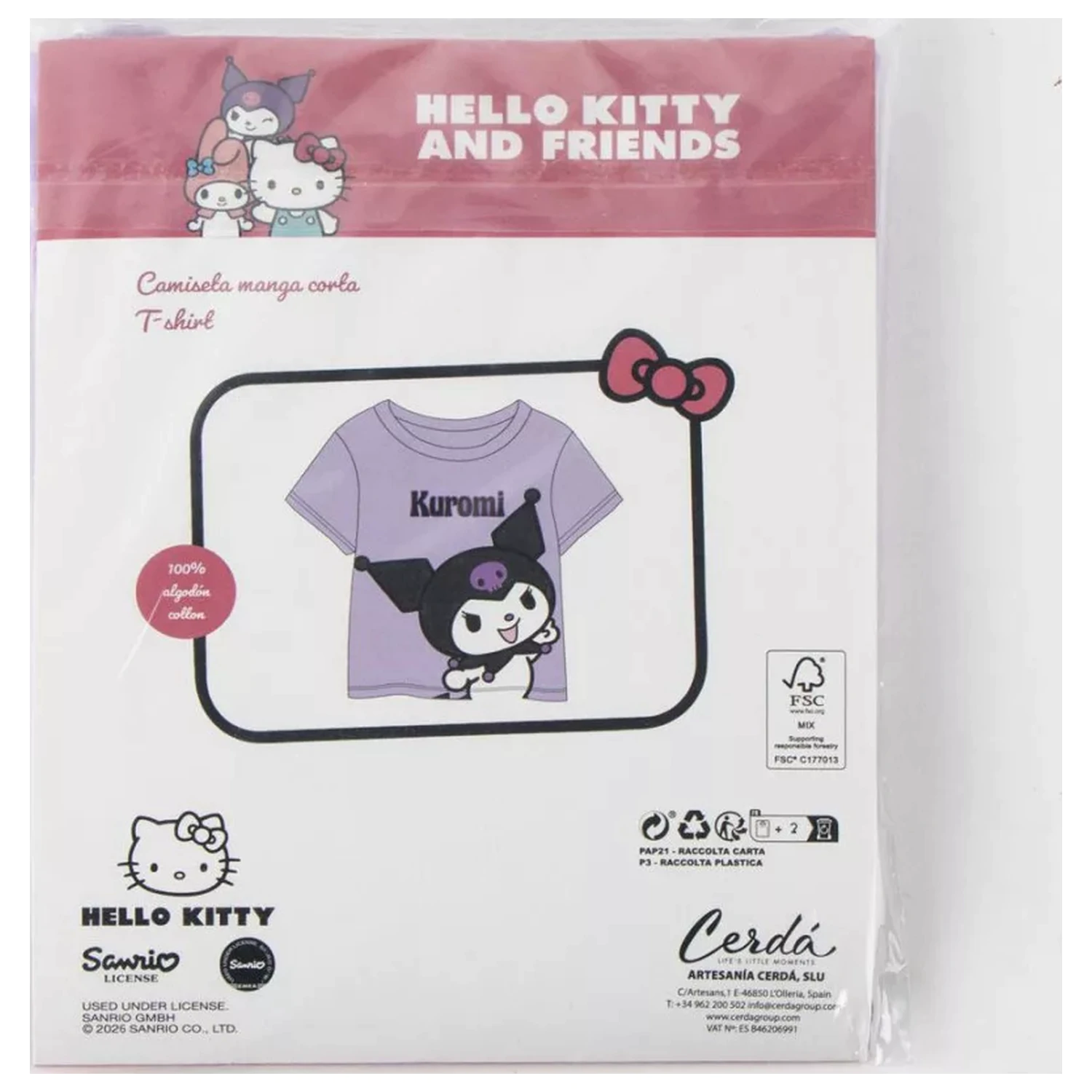 Hello Kitty Kuromi Purple dziecięca koszulka z krótkim rękawem, top zdjęcie produktu