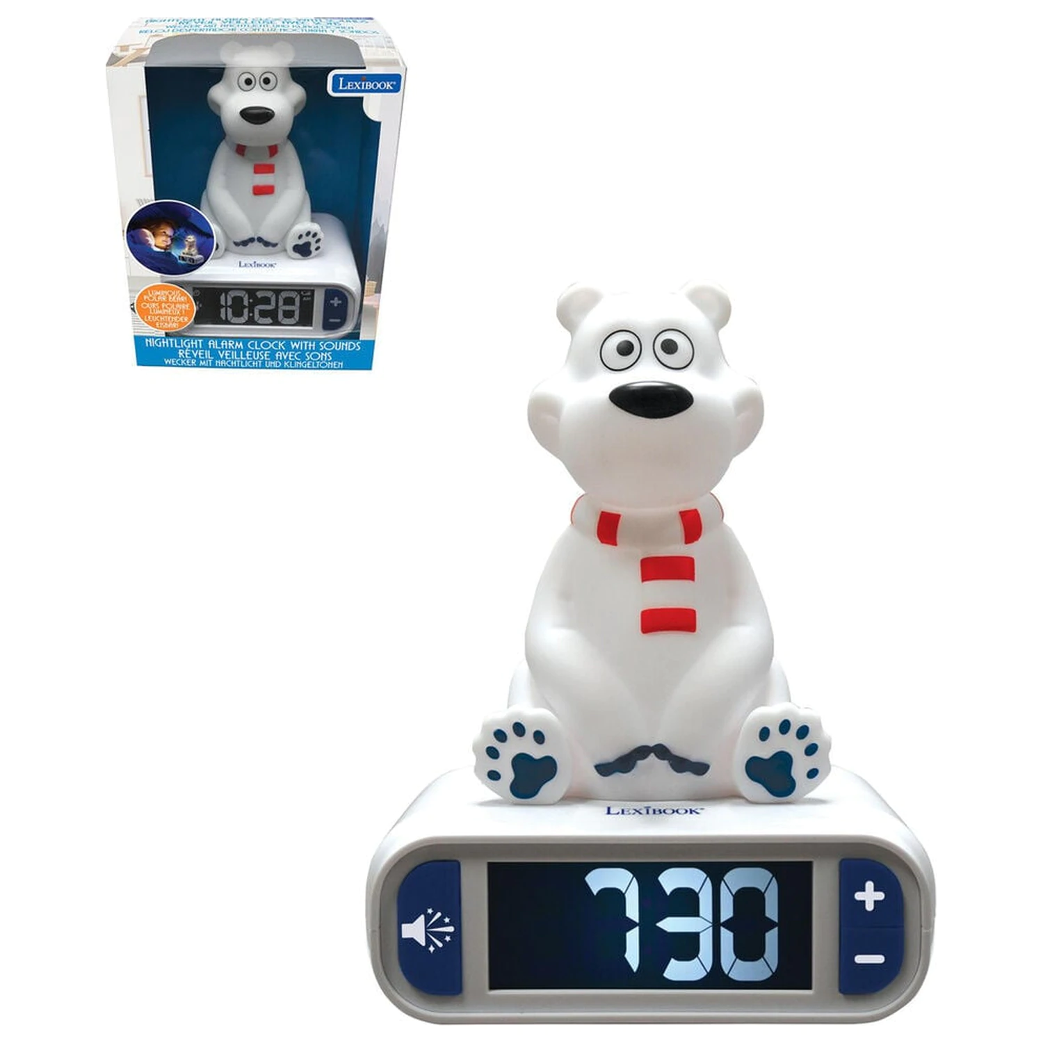 Cyfrowy budzik z lampką nocną 3D Niedźwiedź Polarny zdjęcie produktu