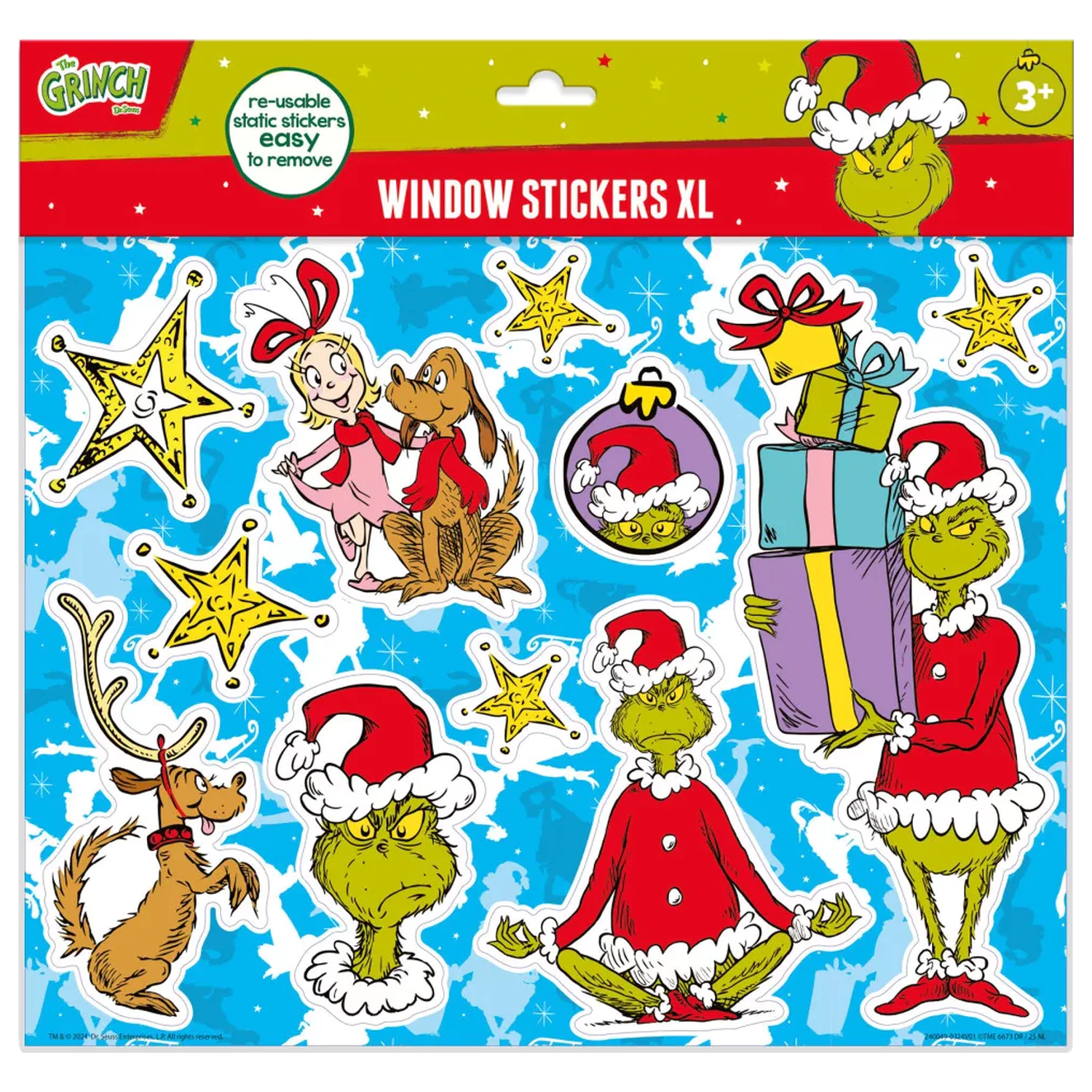 The Grinch Dr Seuss Zestaw XL Naklejek Okiennych zdjęcie produktu