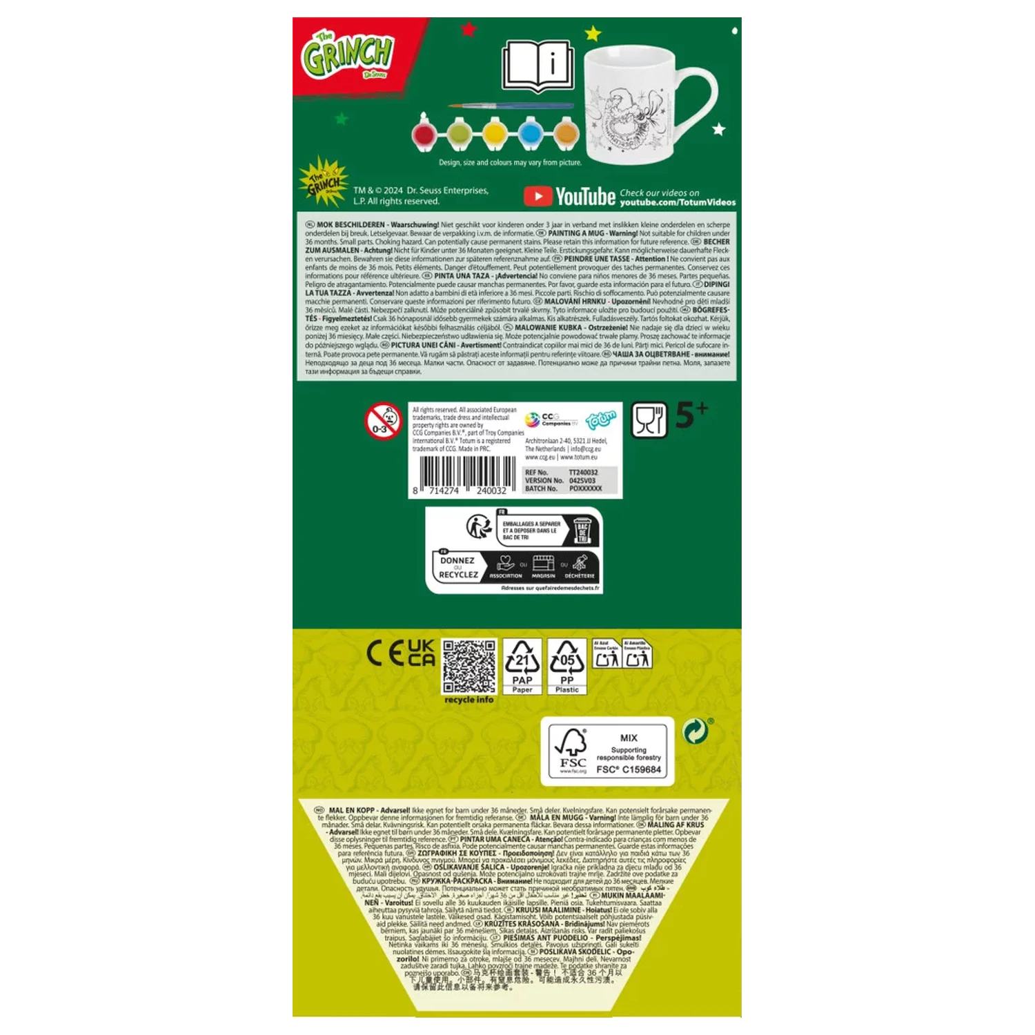 The Grinch Dr Seuss Ceramiczny Kubek Porcelanowy do malowania 235 ml zdjęcie produktu