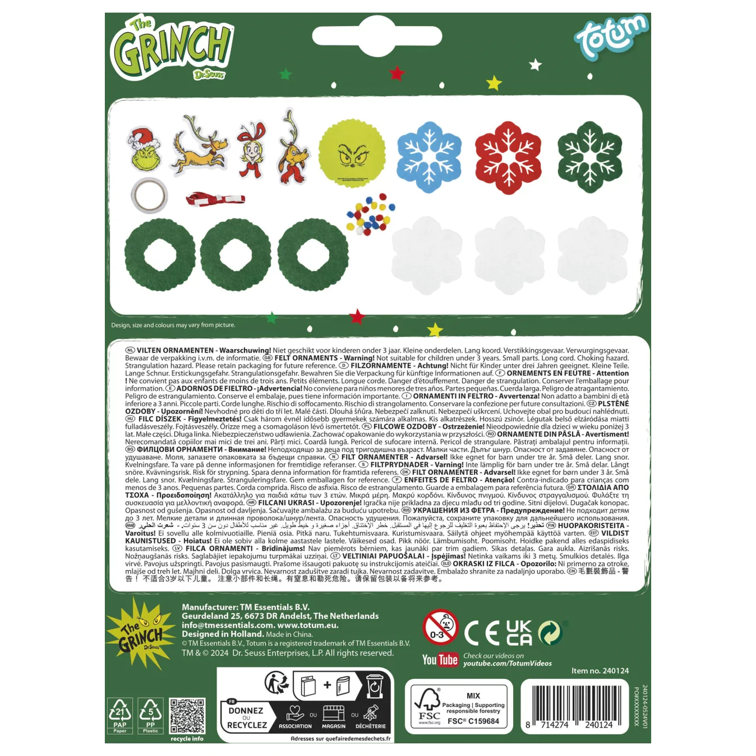 The Grinch Dr. Seuss Christmas Tree Ornaments 5-częściowy zestaw zdjęcie produktu