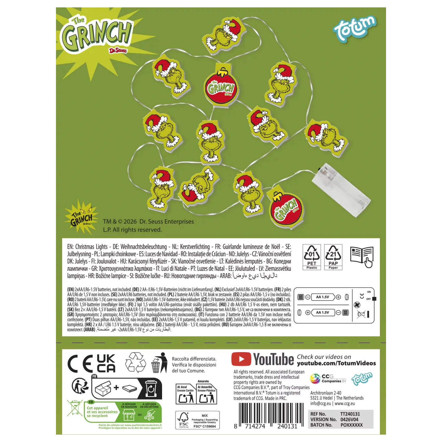 The Grinch Dr Seuss Boże Narodzenie LED String Lights zdjęcie produktu