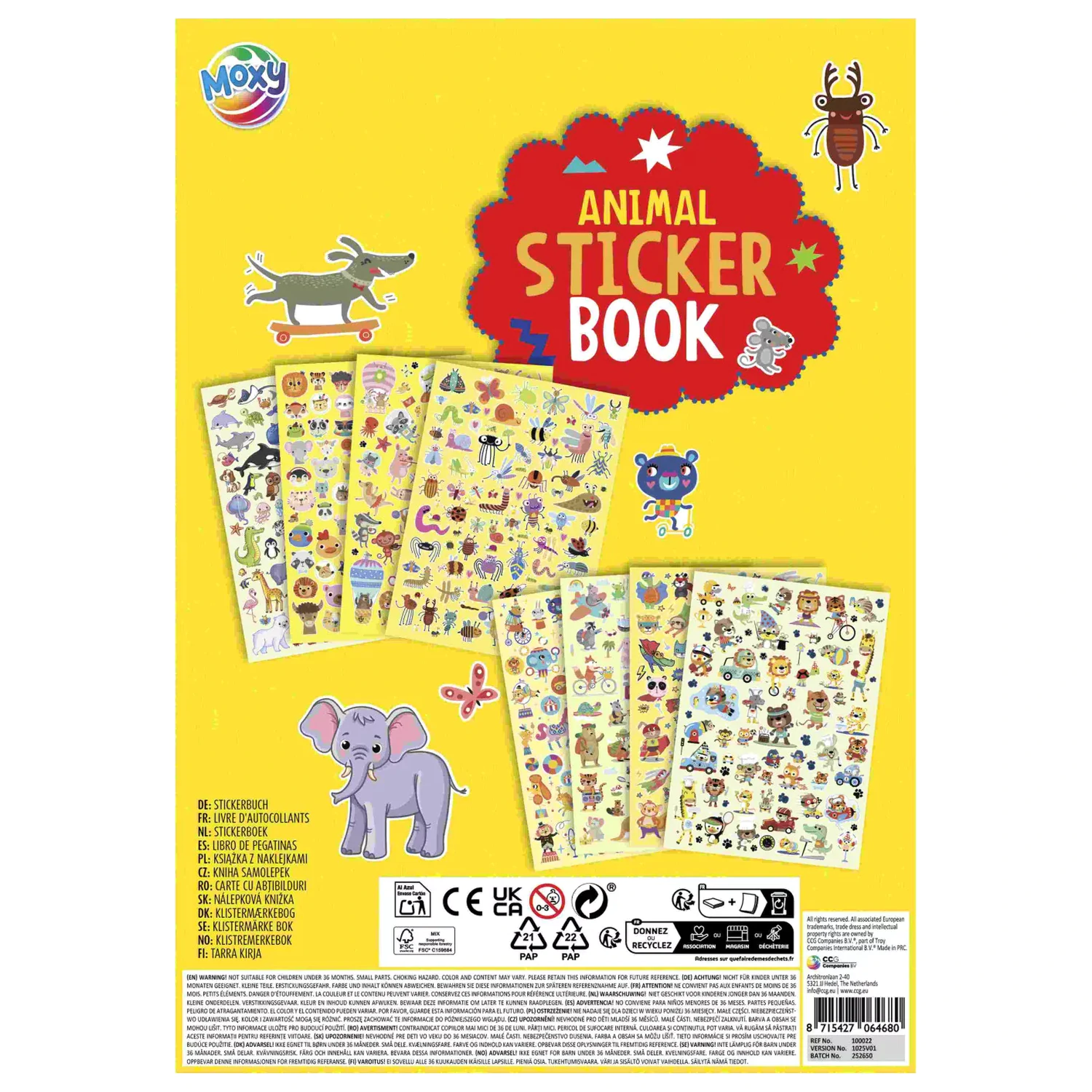 Animal Yellow Sticker Pack, 8 Arkuszy zdjęcie produktu