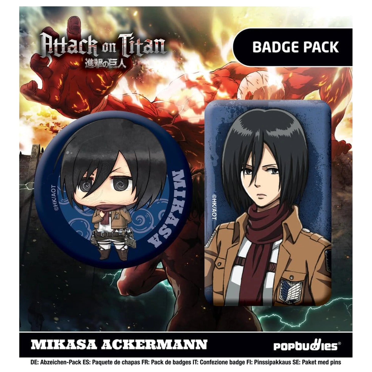 Attack on Titan przypinki, 2 sztuki, Mikasa Ackermann zdjęcie produktu