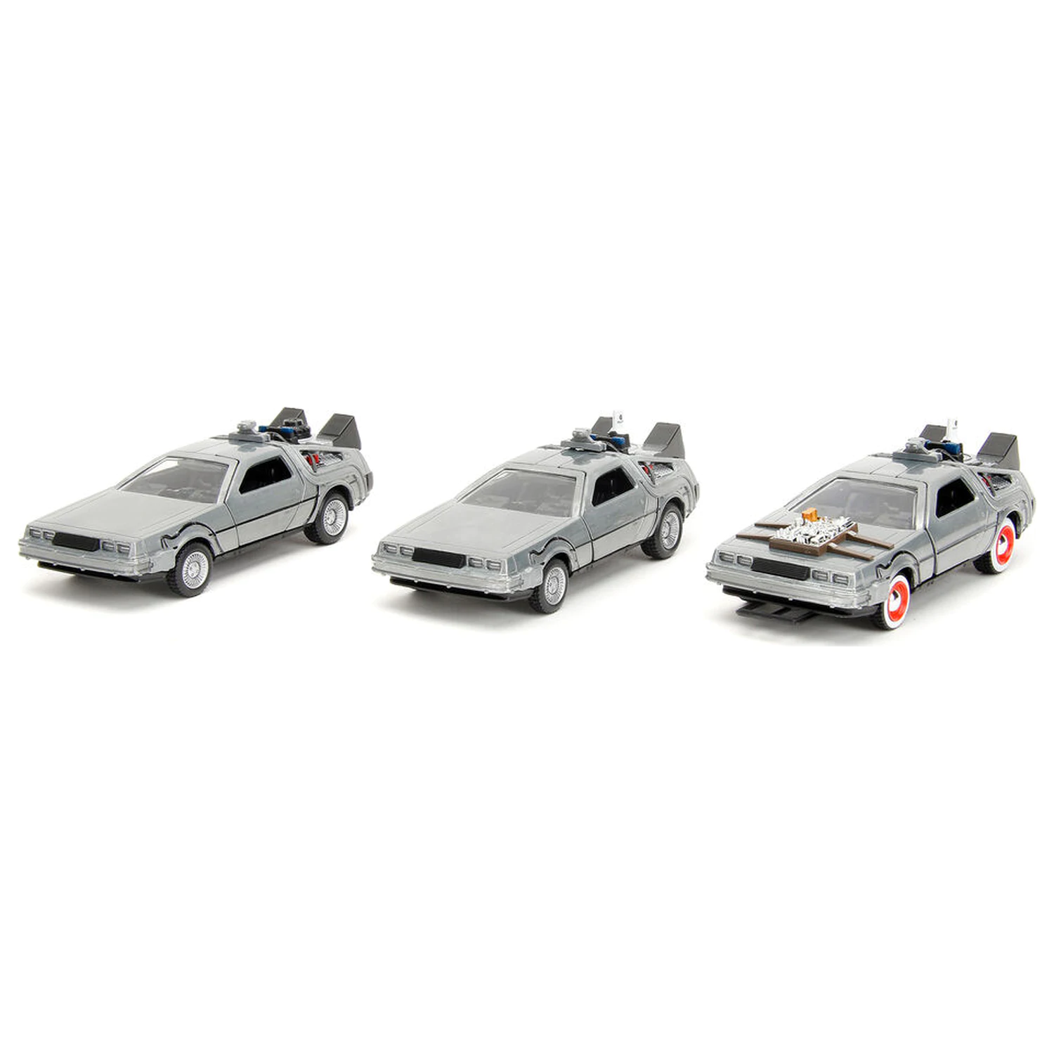 Back to the Future 40th Anniversary Time Machine pack 3 Delorean zestaw zdjęcie produktu