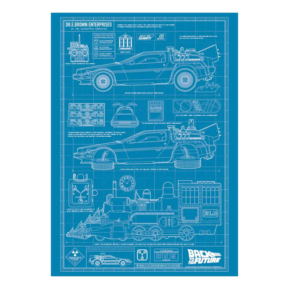 Back To The Future Druk Artystyczny Plan Maszyny Czasu Edycja Limitowana 42 x 30 cm zdjęcie produktu