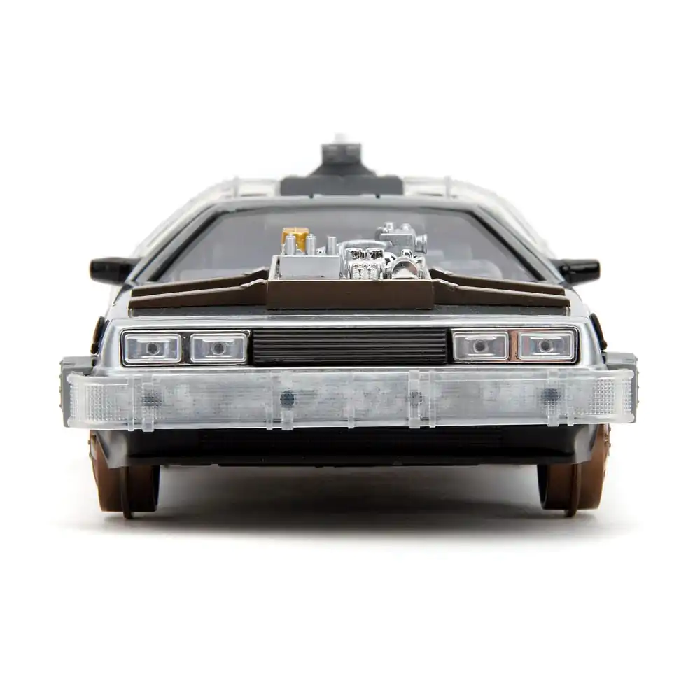 Powrót do Przyszłości III Hollywood Rides Diecast Model 1/24 DeLorean Wehikuł Czasu Railroad Wheels zdjęcie produktu