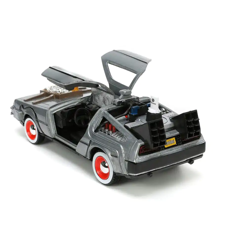 Powrót do Przyszłości III Hollywood Rides Diecast Model 1/32 DeLorean Wehikuł Czasu Free Rolling zdjęcie produktu