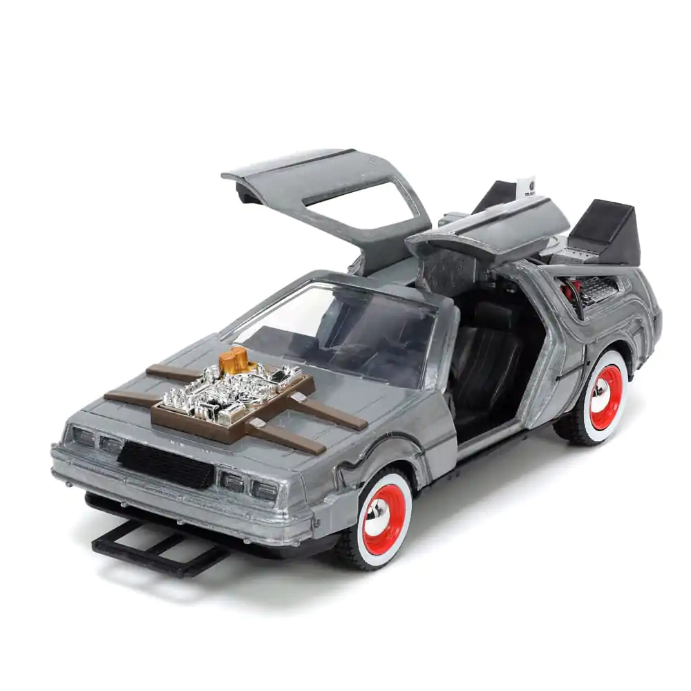 Powrót do Przyszłości III Hollywood Rides Diecast Model 1/32 DeLorean Wehikuł Czasu Free Rolling zdjęcie produktu