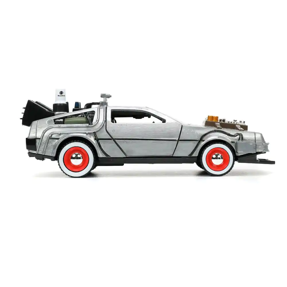 Powrót do Przyszłości III Hollywood Rides Diecast Model 1/32 DeLorean Wehikuł Czasu Free Rolling zdjęcie produktu