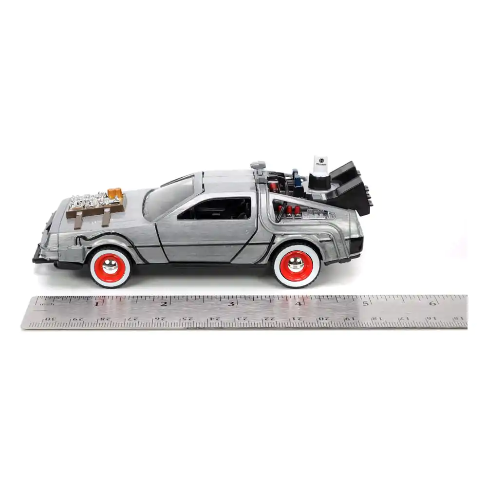 Powrót do Przyszłości III Hollywood Rides Diecast Model 1/32 DeLorean Wehikuł Czasu Free Rolling zdjęcie produktu