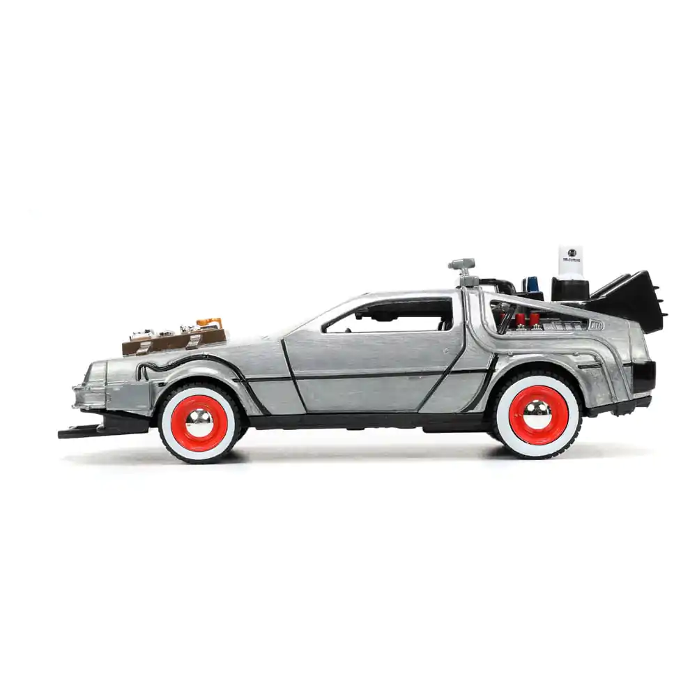 Powrót do Przyszłości III Hollywood Rides Diecast Model 1/32 DeLorean Wehikuł Czasu Free Rolling zdjęcie produktu