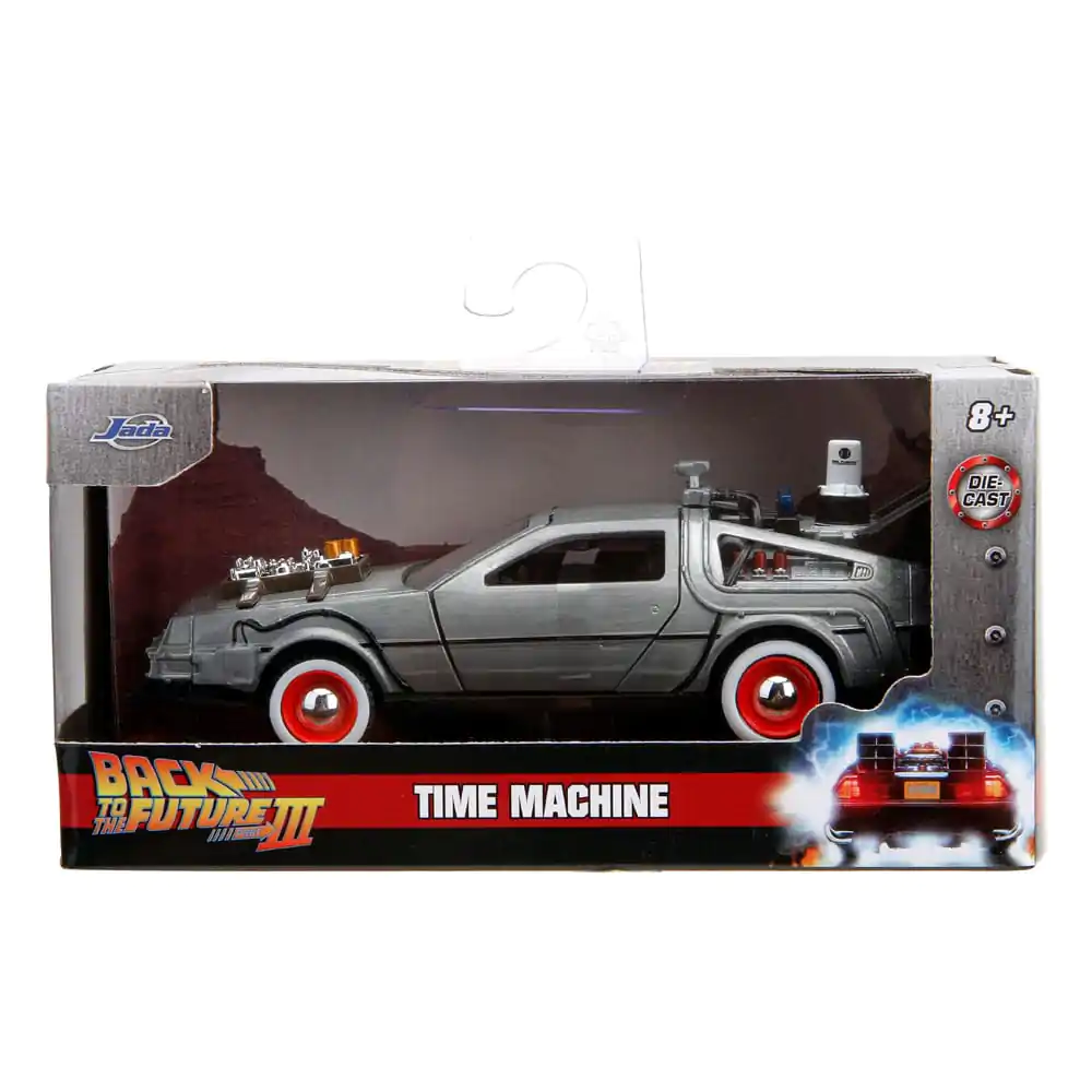 Powrót do Przyszłości III Hollywood Rides Diecast Model 1/32 DeLorean Wehikuł Czasu Free Rolling zdjęcie produktu