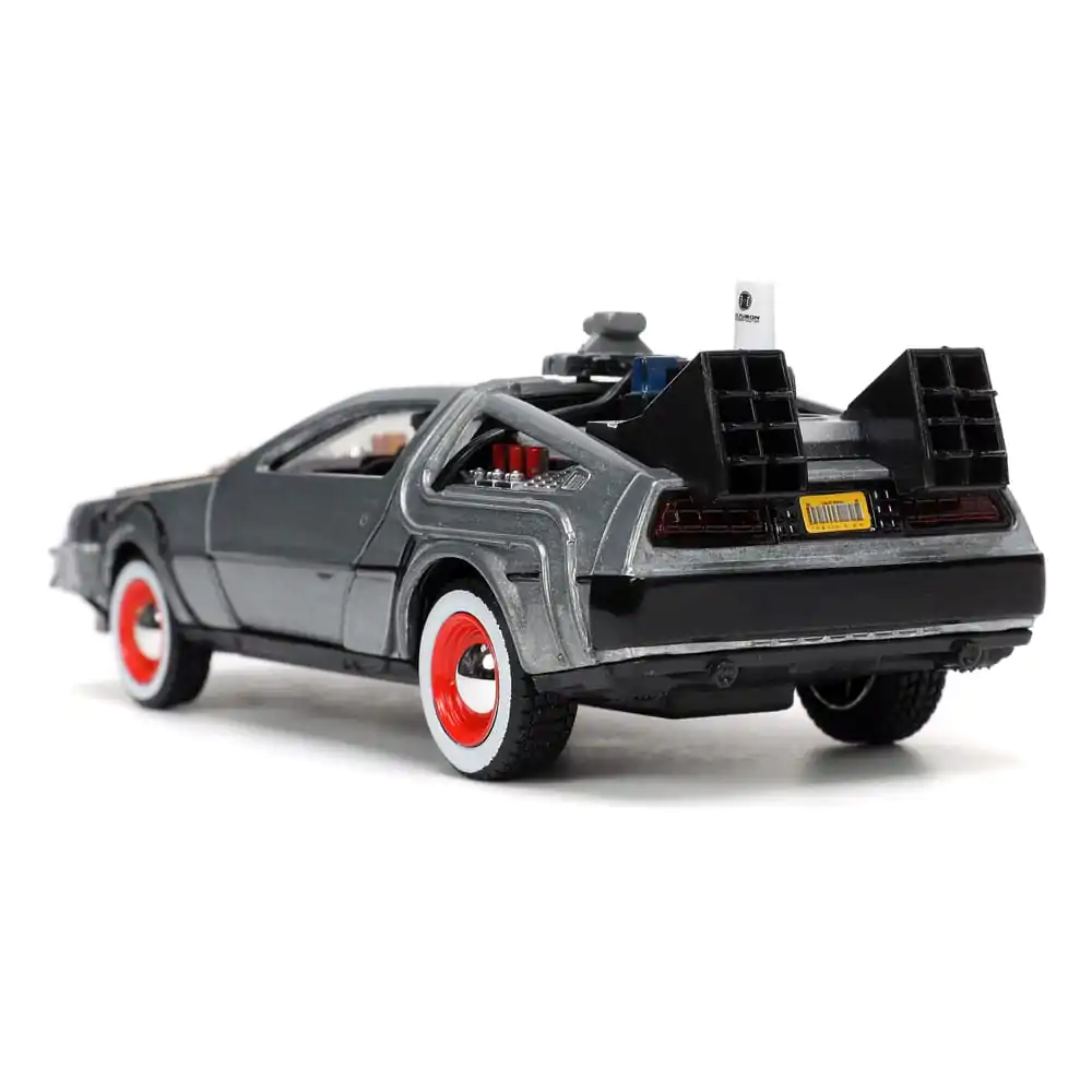 Powrót do Przyszłości III Hollywood Rides Diecast Model 1/32 DeLorean Wehikuł Czasu Free Rolling zdjęcie produktu