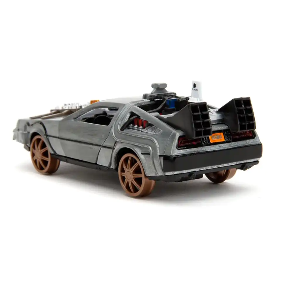 Powrót do przyszłości III Hollywood Rides Diecast Model 1/32 DeLorean Wehikuł Czasu Koła Kolejowe zdjęcie produktu