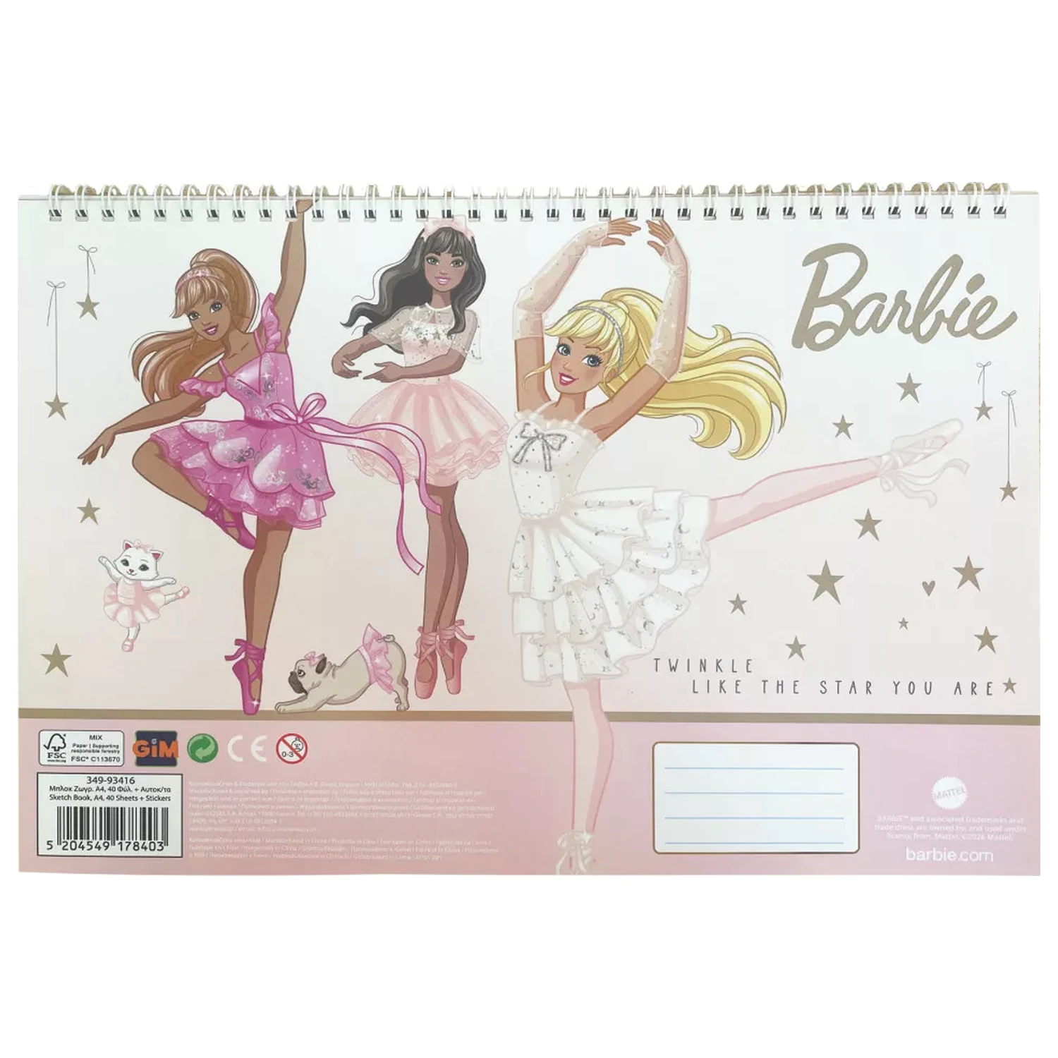 Barbie Ballerina A4 Spiralny szkicownik 40 arkuszy z naklejkami zdjęcie produktu