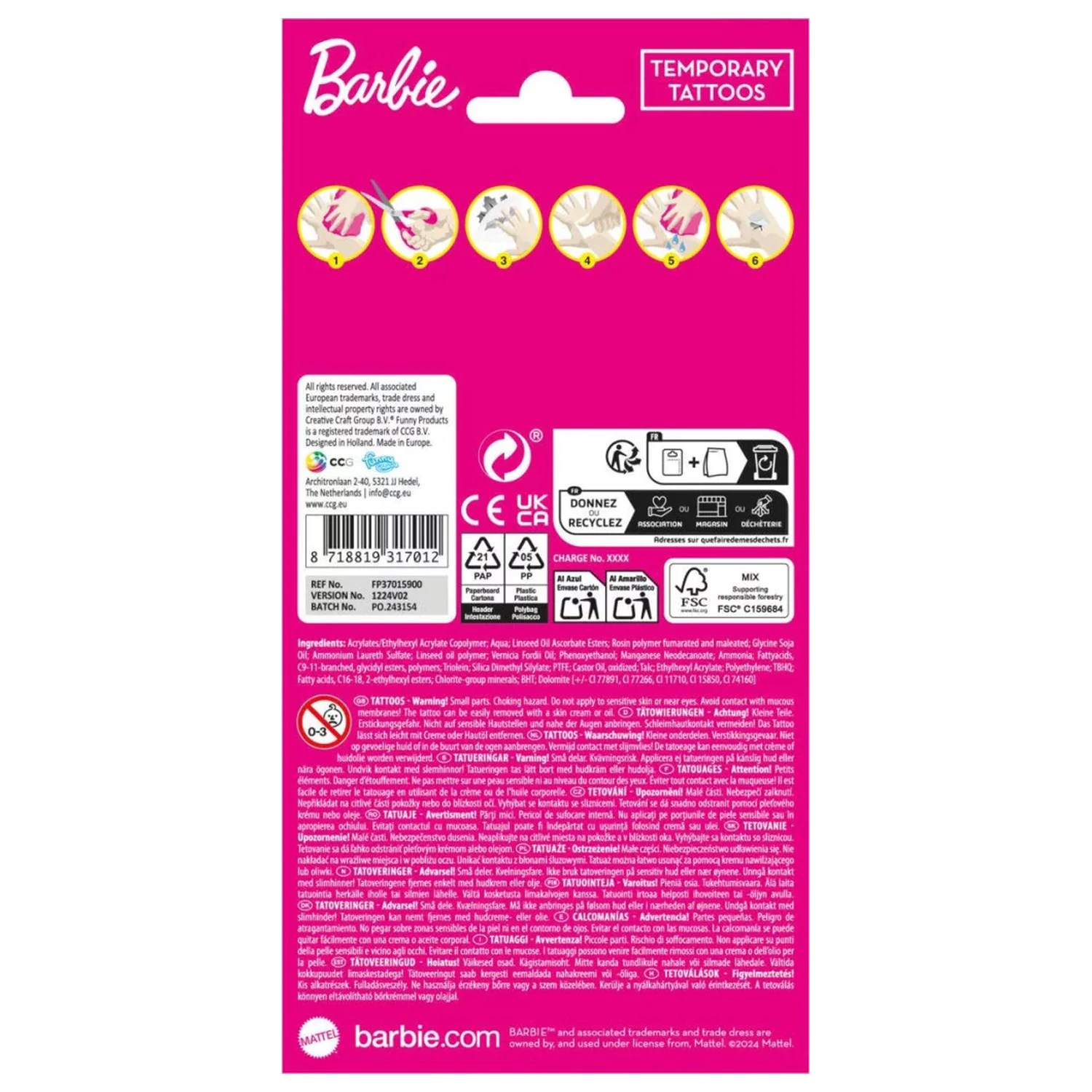 Barbie Crew tatuaże 12-częściowe zdjęcie produktu