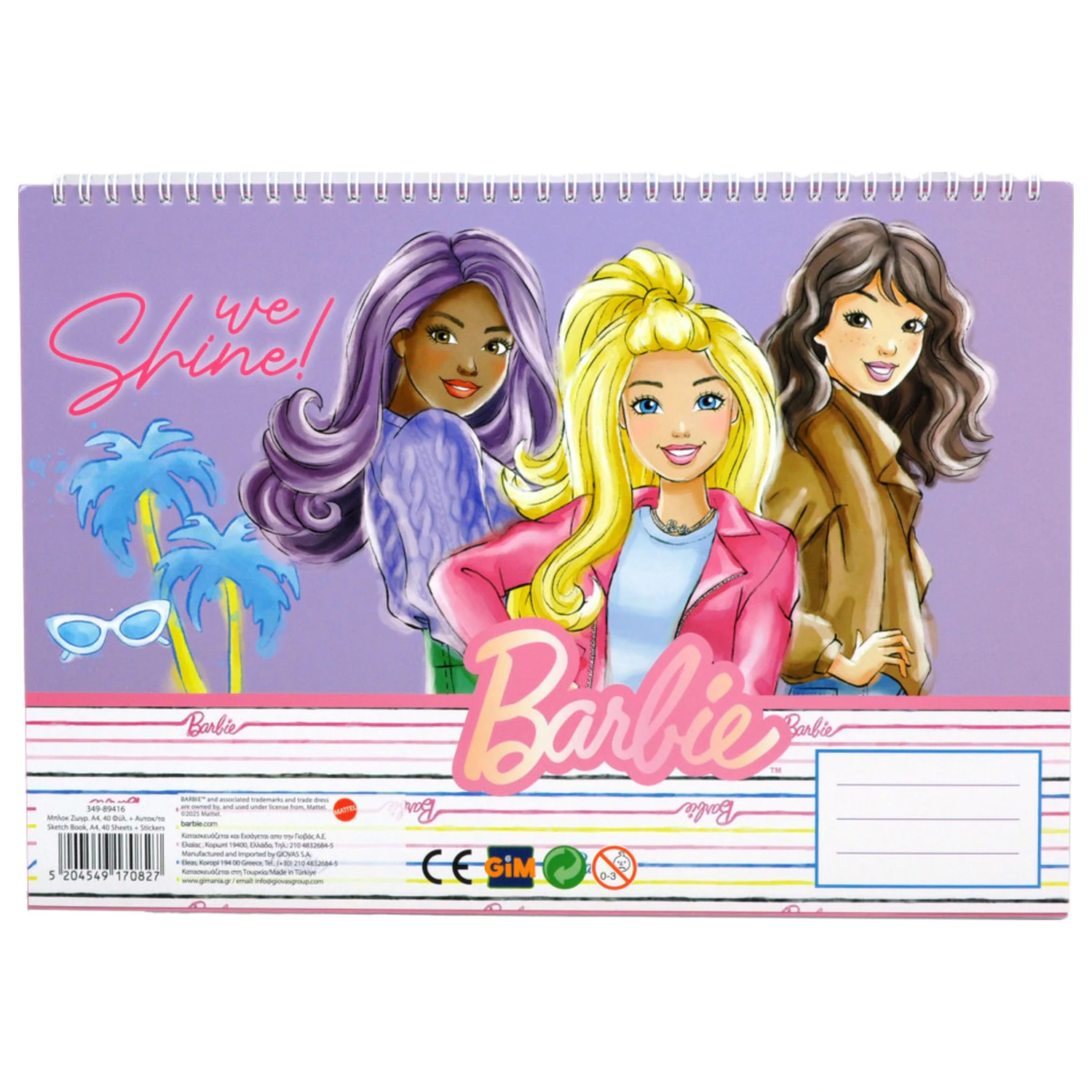 Barbie Paints A/4 Spiral Sketchbook 40 kartek z naklejkami zdjęcie produktu