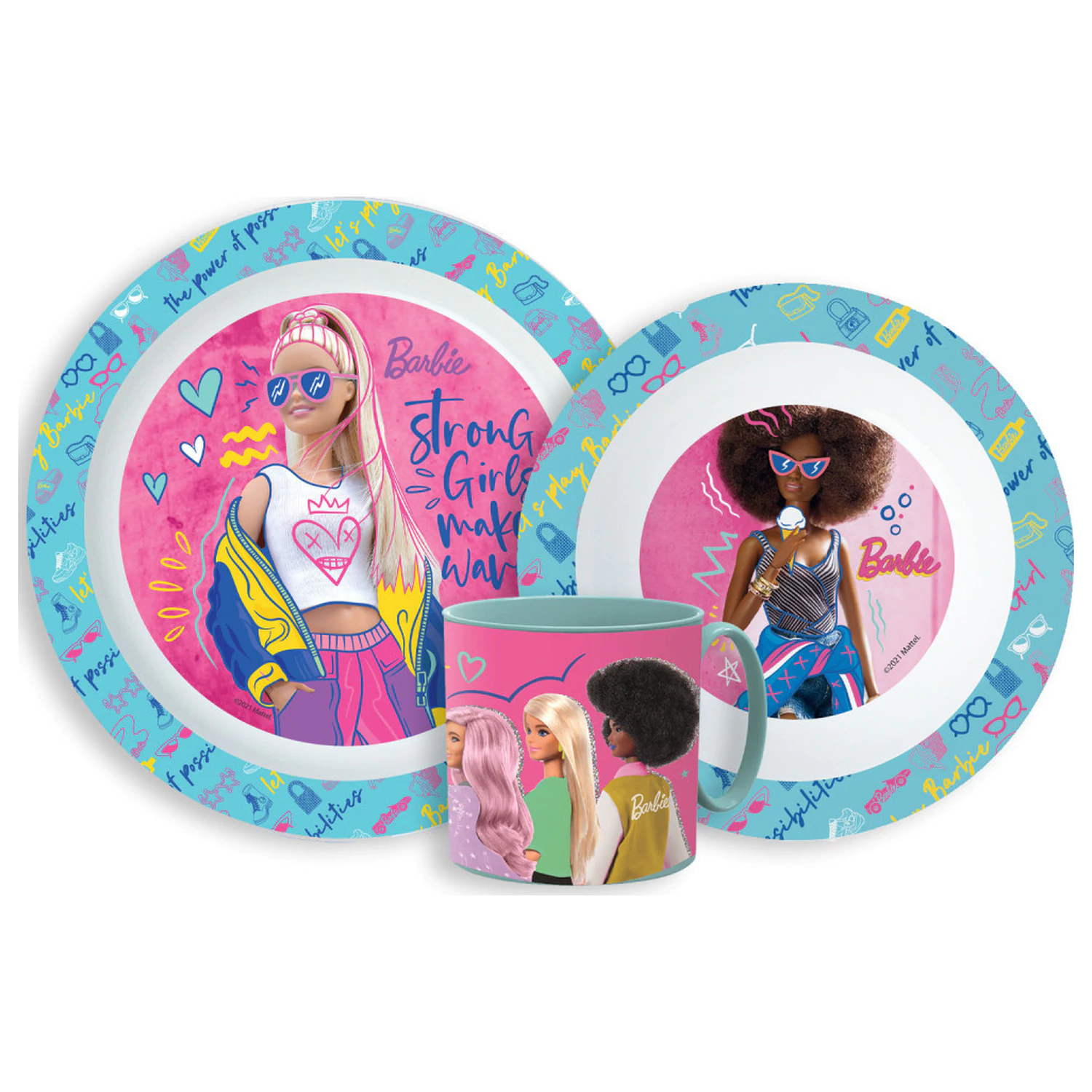 Barbie Stylish Dinnerware Set, zestaw mikrowa, Micro Plastic Set z kubkiem 265 ml zdjęcie produktu