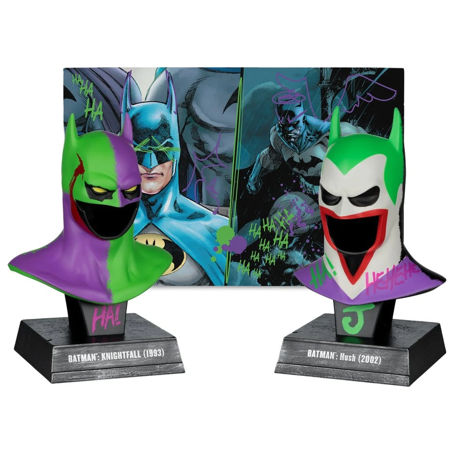 Batman DC Direct Mini Replika 1/3 Zestaw 2-pak Batman Cowls Hush & Knightfall (Jokerized) (Gold Label) 18 cm zdjęcie produktu