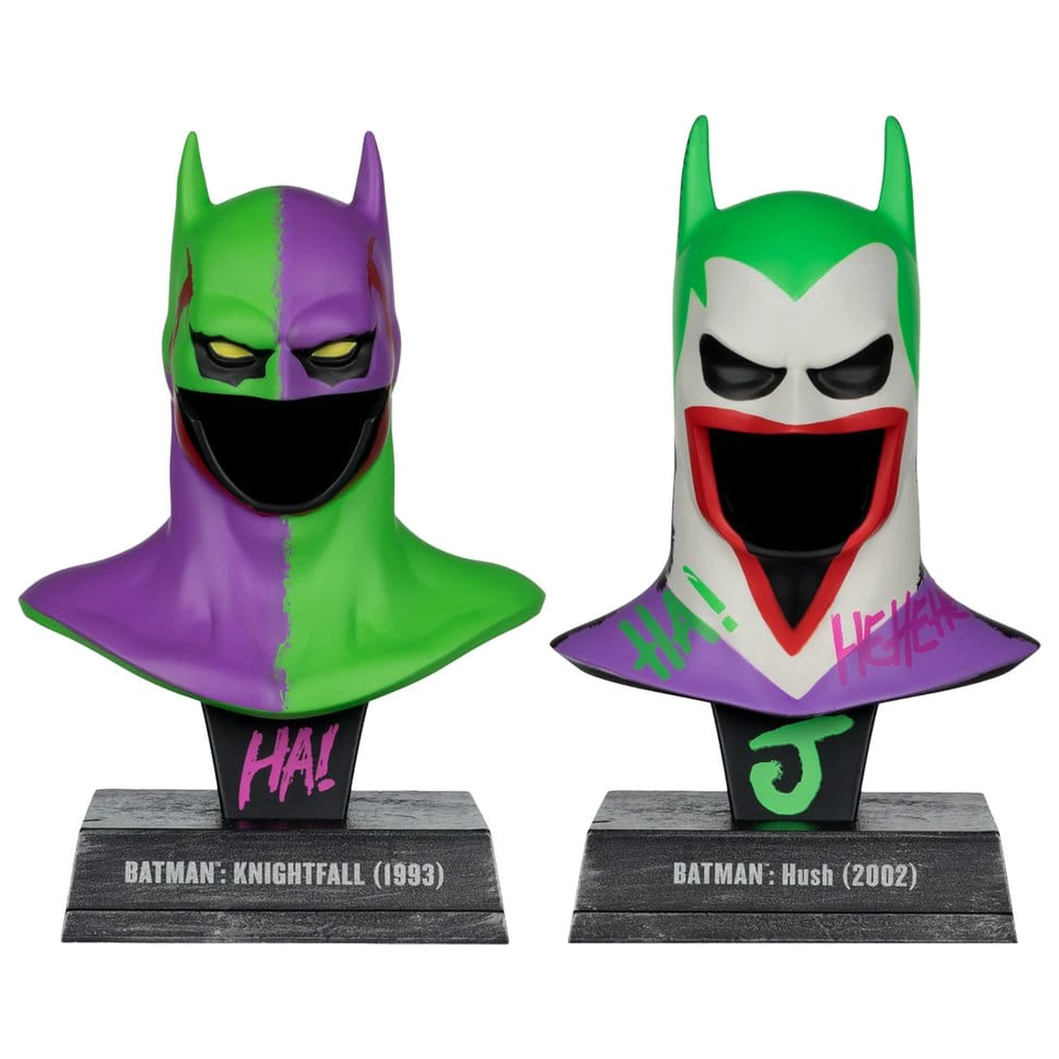 Batman DC Direct Mini Replika 1/3 Zestaw 2-pak Batman Cowls Hush & Knightfall (Jokerized) (Gold Label) 18 cm zdjęcie produktu