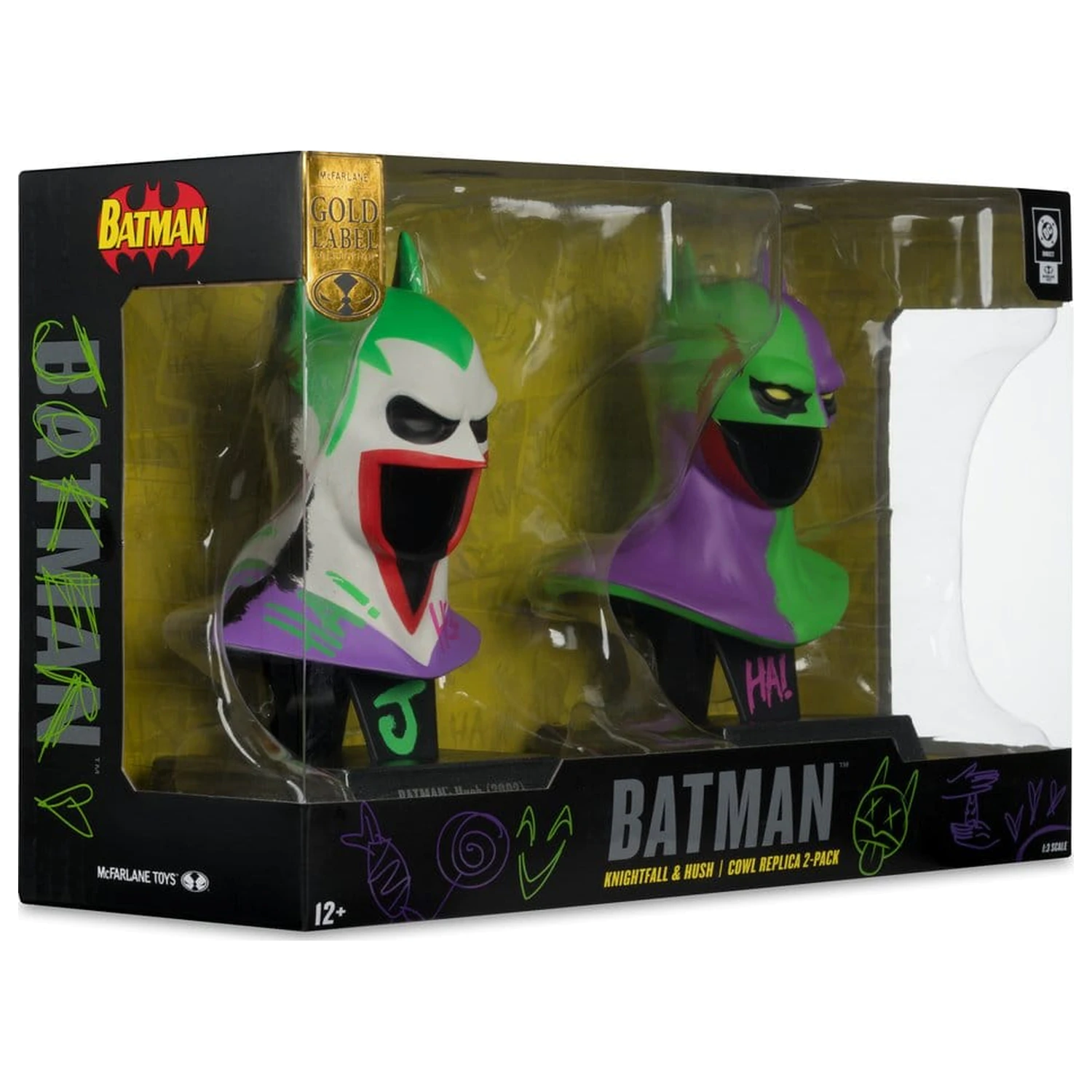 Batman DC Direct Mini Replika 1/3 Zestaw 2-pak Batman Cowls Hush & Knightfall (Jokerized) (Gold Label) 18 cm zdjęcie produktu