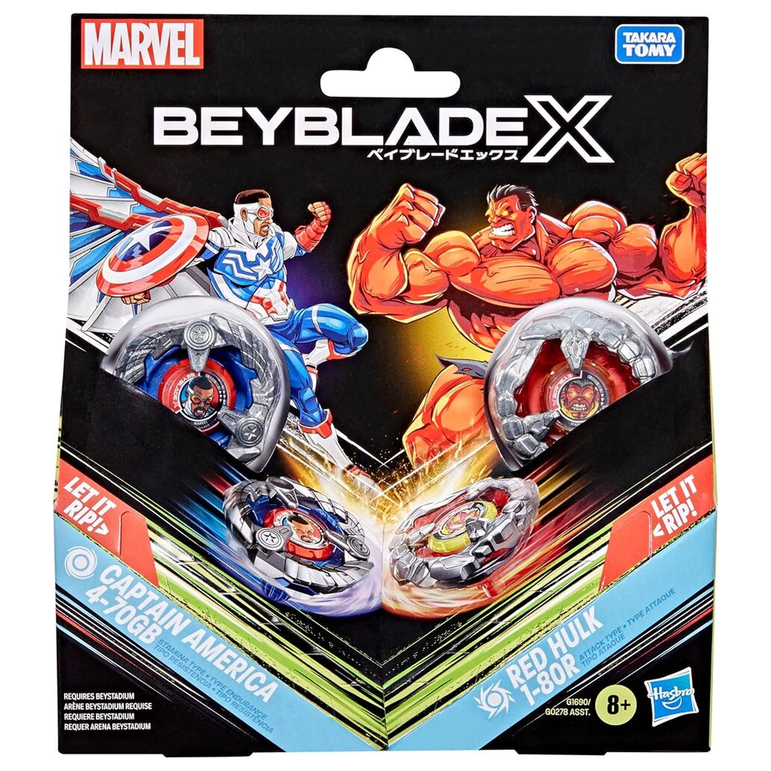 Beyblade X Captain America 4-70GB i Red Hulk 1-80R zestaw gra zdjęcie produktu