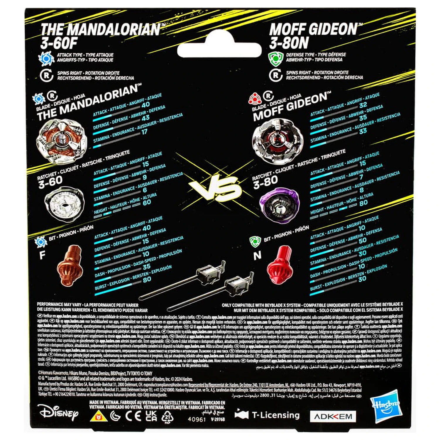 Beyblade X i Star Wars Collab The Mandalorian 3-60F vs. Moff Gideon 3-80N zdjęcie produktu