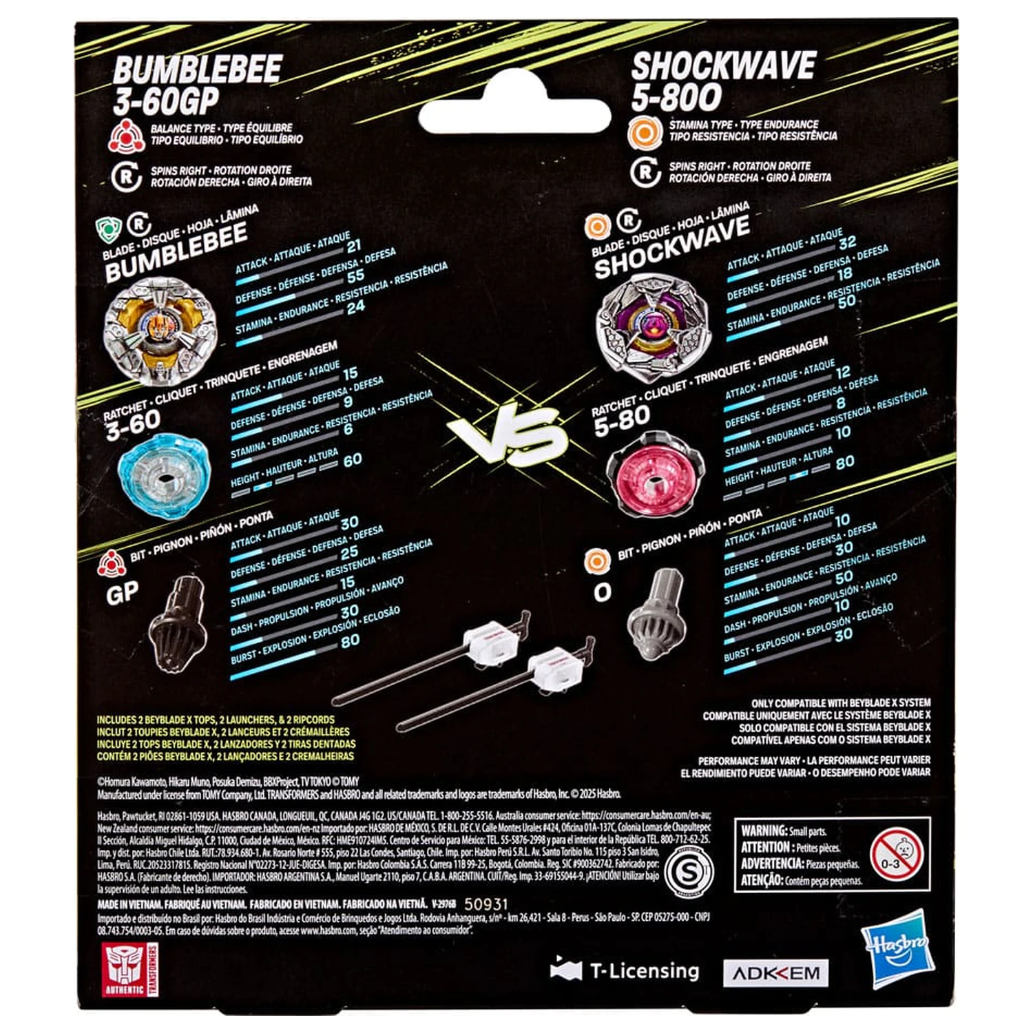 Beyblade X and Transformers Collab Bumblebee 3-60GP vs. Shockwave 5-80O zdjęcie produktu