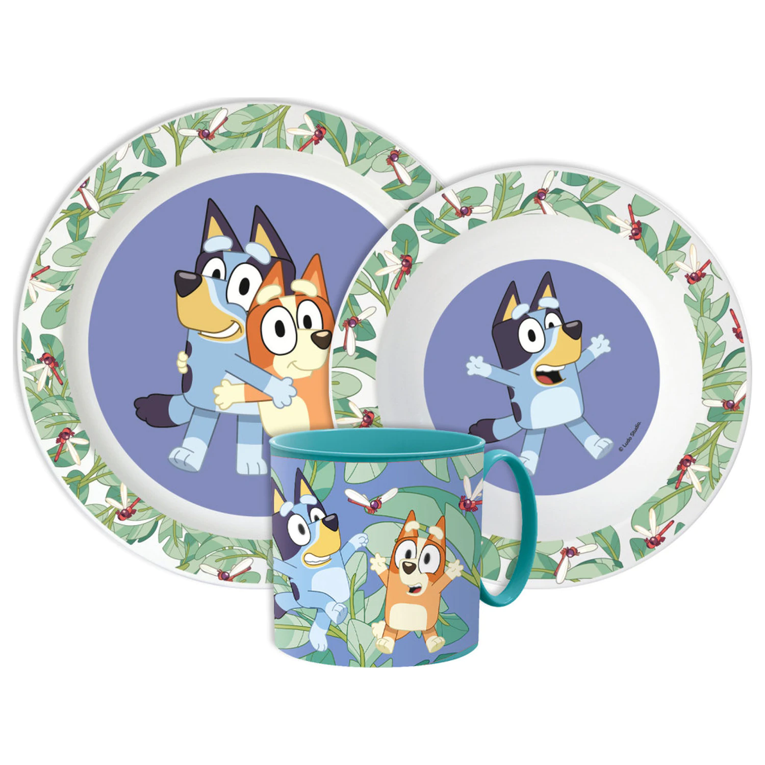 Bluey Tropikalny zestaw naczyń obiadowych, zestaw mikroplastikowy z kubkiem zdjęcie produktu