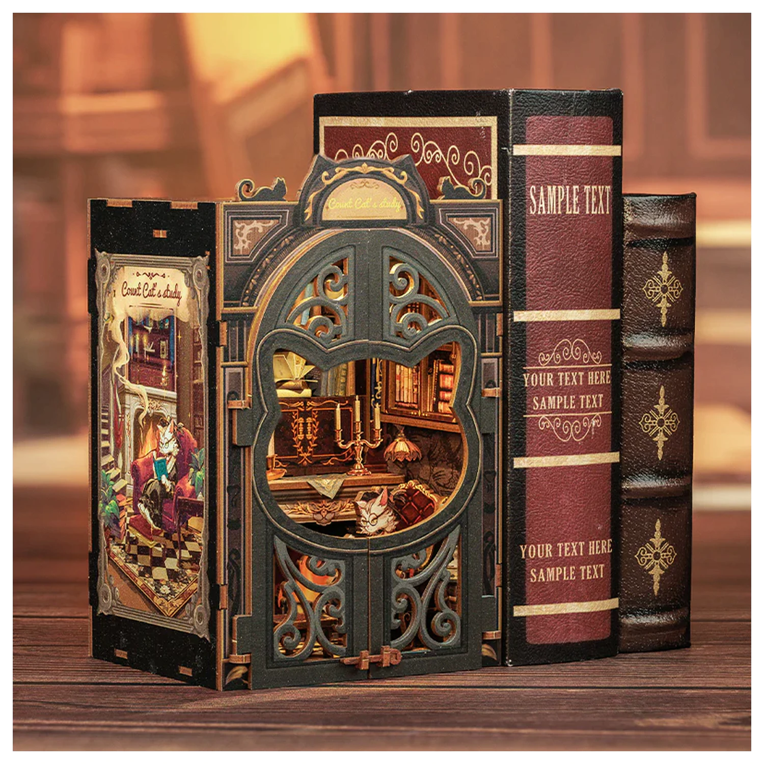 BOOK NOOK Zestaw DIY Count Cat's Study 108 elementów + LED Light zdjęcie produktu