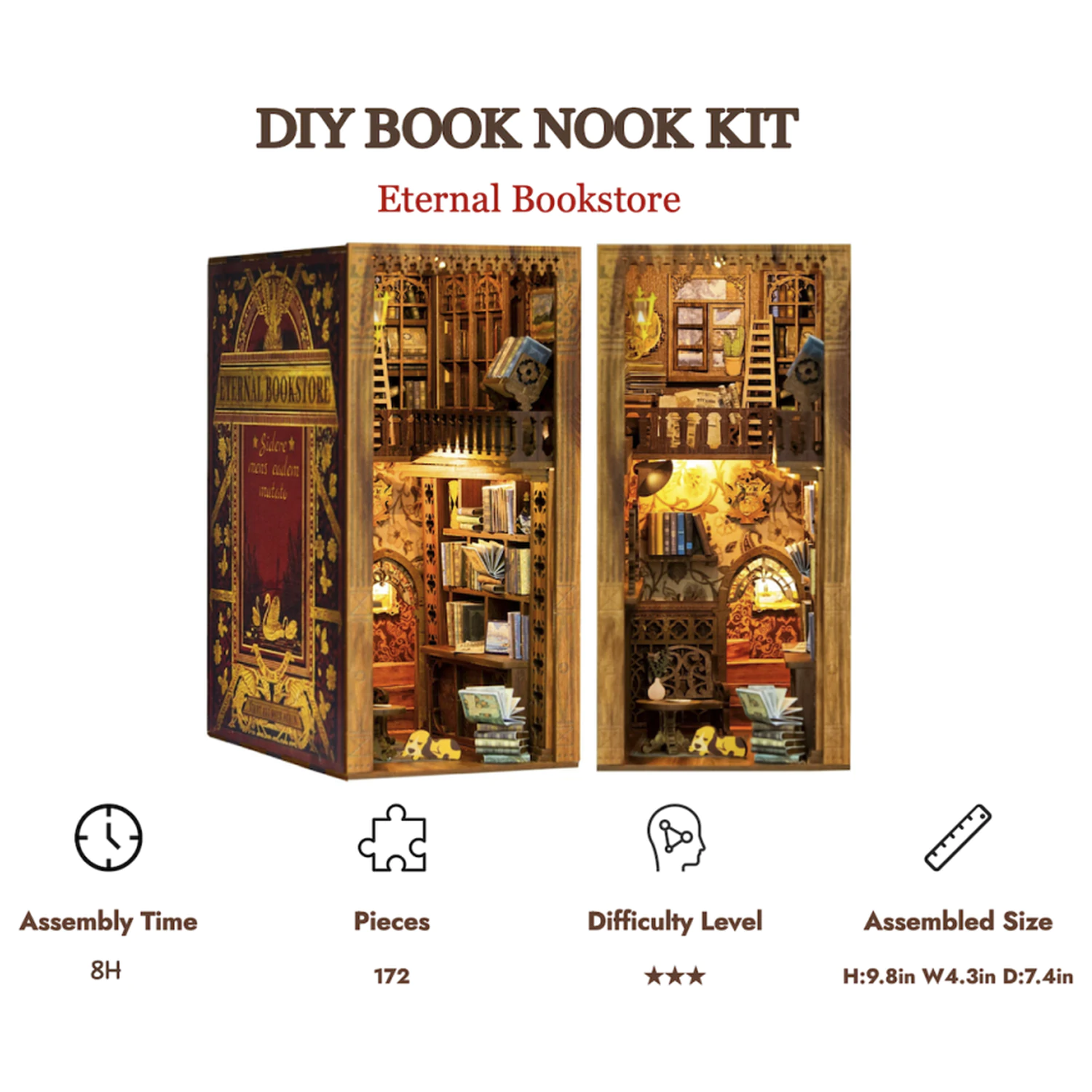 BOOK NOOK KIT DIY Eternal Bookstore 172 szt. + światło LED zdjęcie produktu