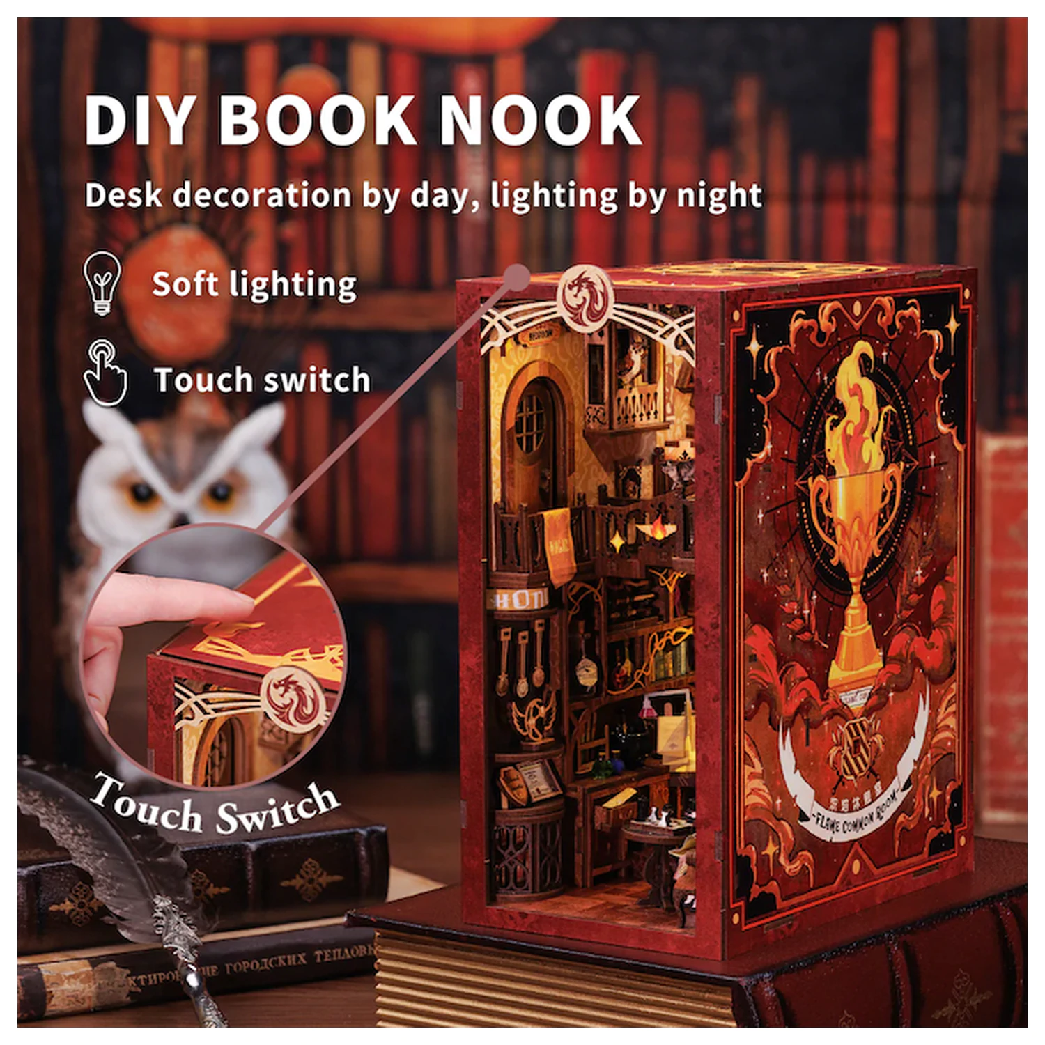 Book Nook Kit DIY Flame Common Room 226db + zestaw konstrukcyjny z oświetleniem LED zdjęcie produktu