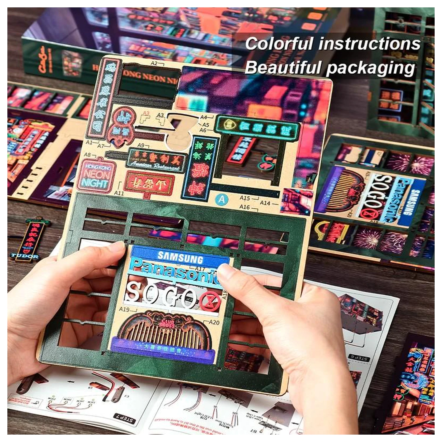 BOOK NOOK KIT DIY Hong Kong Neon Light 49 elementów + światło LED zdjęcie produktu
