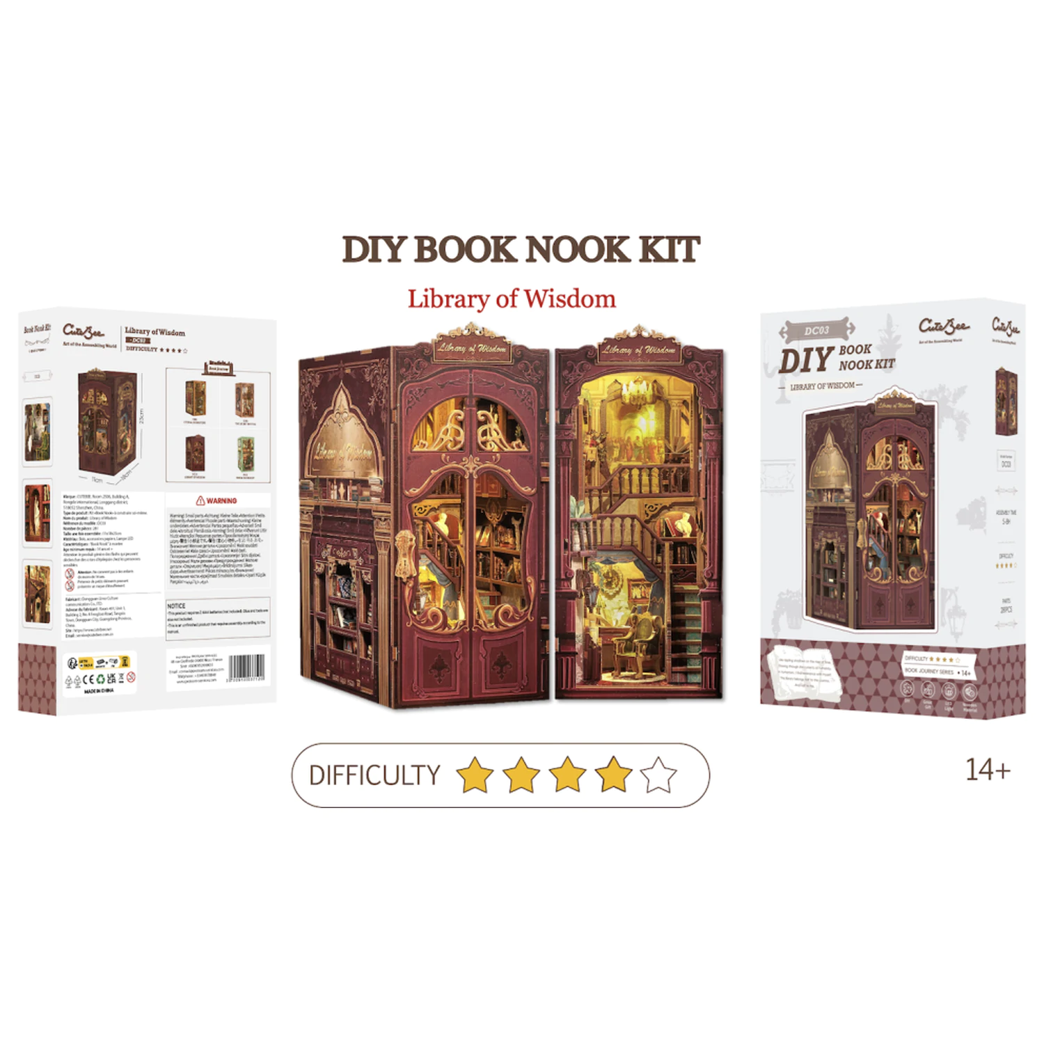 BOOK NOOK KIT DIY Library of Wisdom 281 sztuk + zestaw konstrukcyjny ze światłem LED zdjęcie produktu