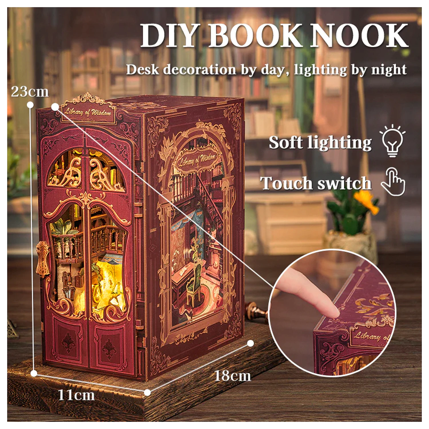 BOOK NOOK KIT DIY Library of Wisdom 281 sztuk + zestaw konstrukcyjny ze światłem LED zdjęcie produktu
