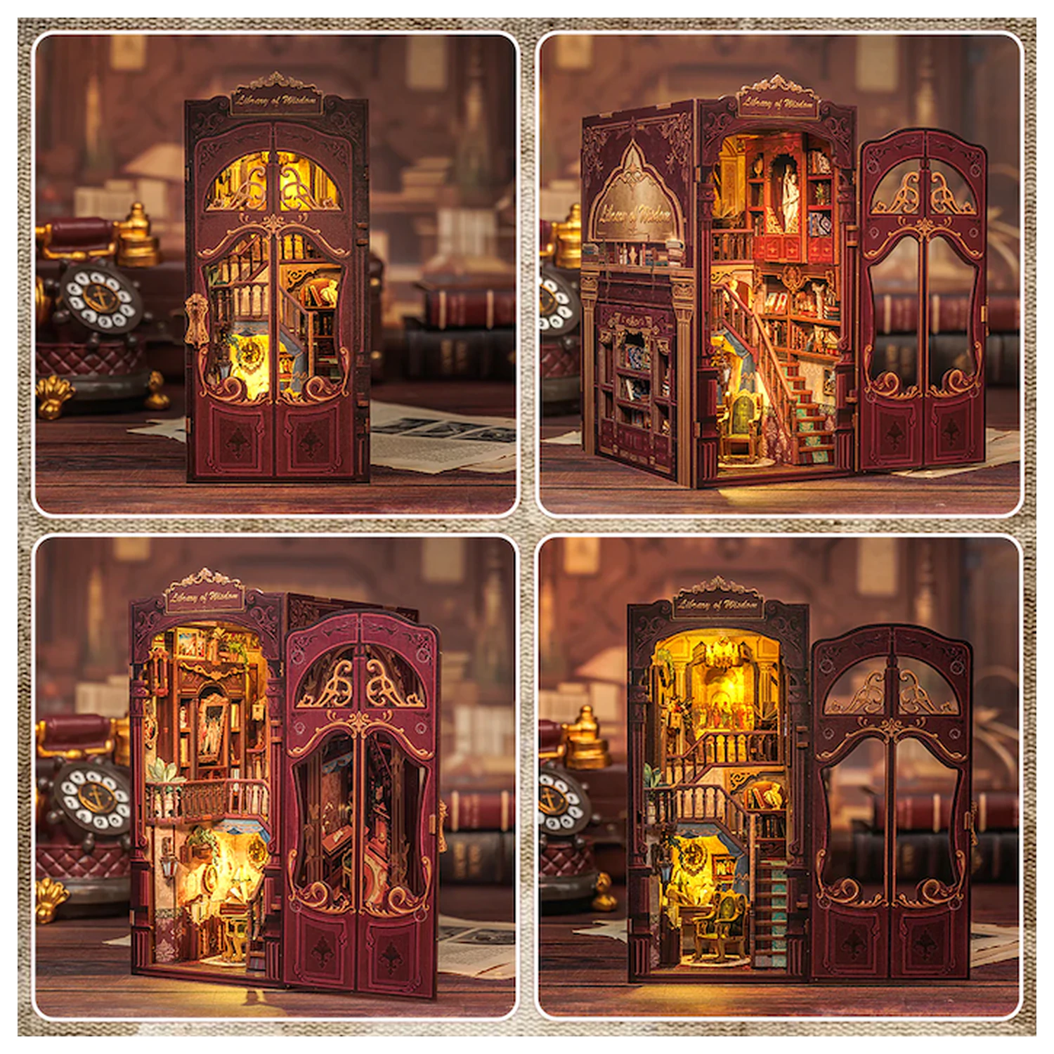 BOOK NOOK KIT DIY Library of Wisdom 281 sztuk + zestaw konstrukcyjny ze światłem LED zdjęcie produktu