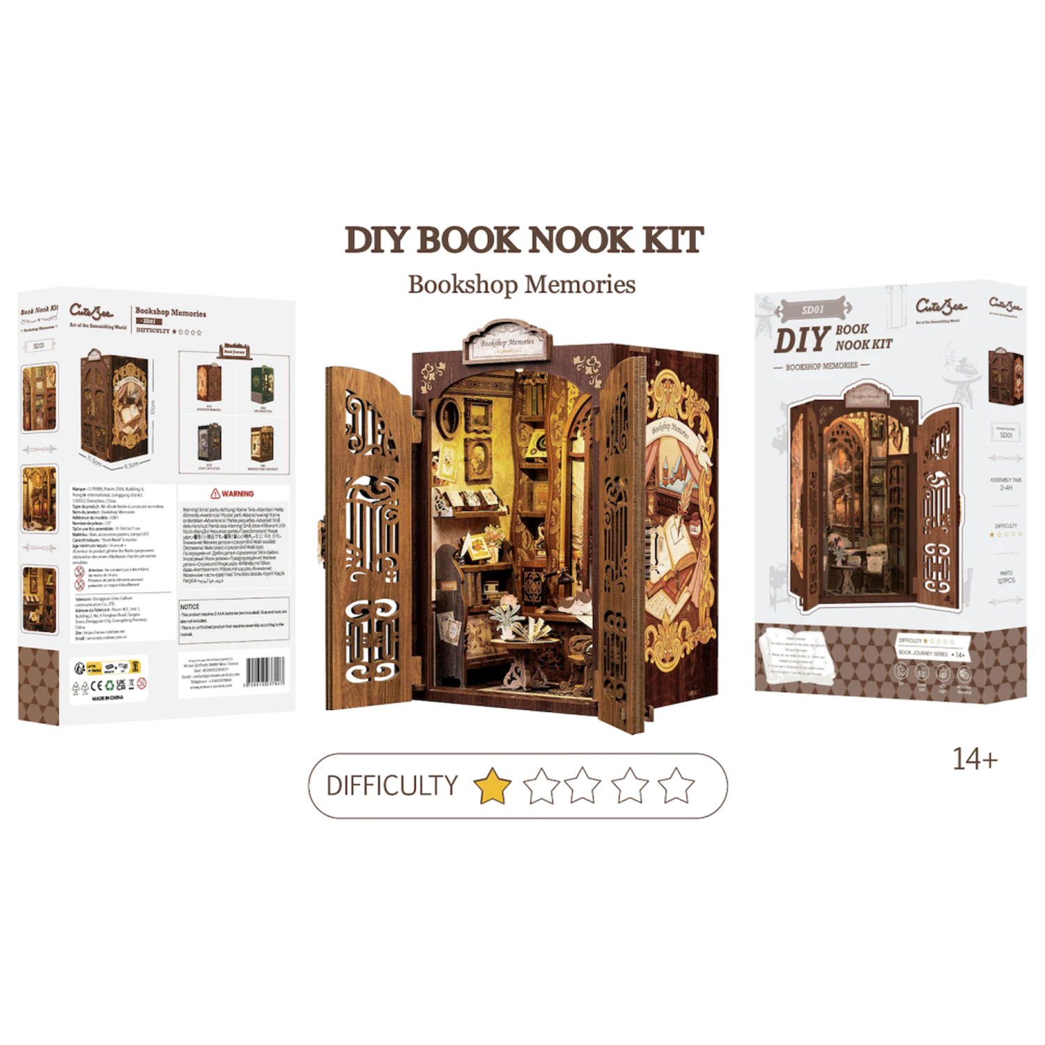 BOOK NOOK KIT DIY Memories Bookshop 127 sztuk + LED Light zestaw konstrukcyjny zdjęcie produktu