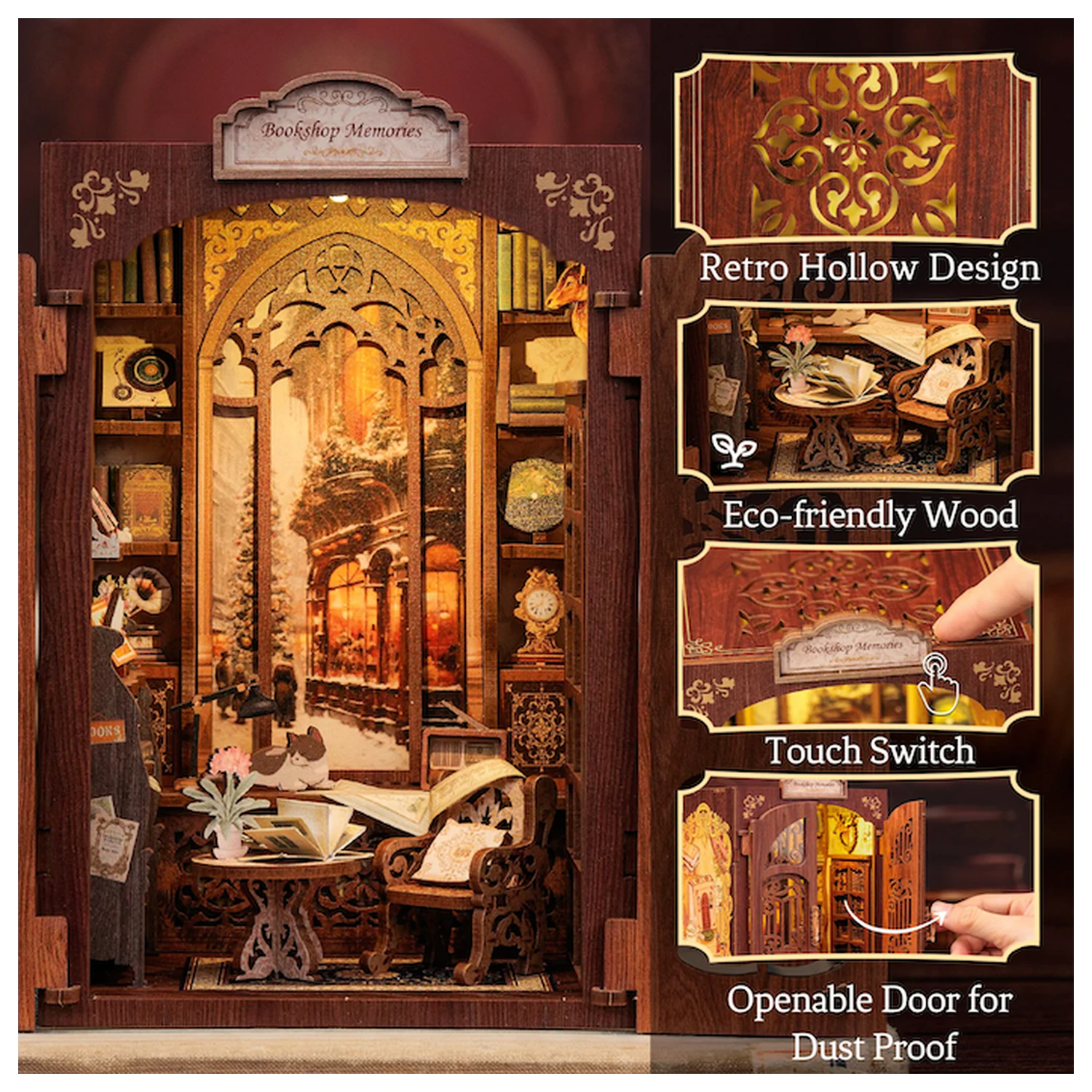 BOOK NOOK KIT DIY Memories Bookshop 127 sztuk + LED Light zestaw konstrukcyjny zdjęcie produktu