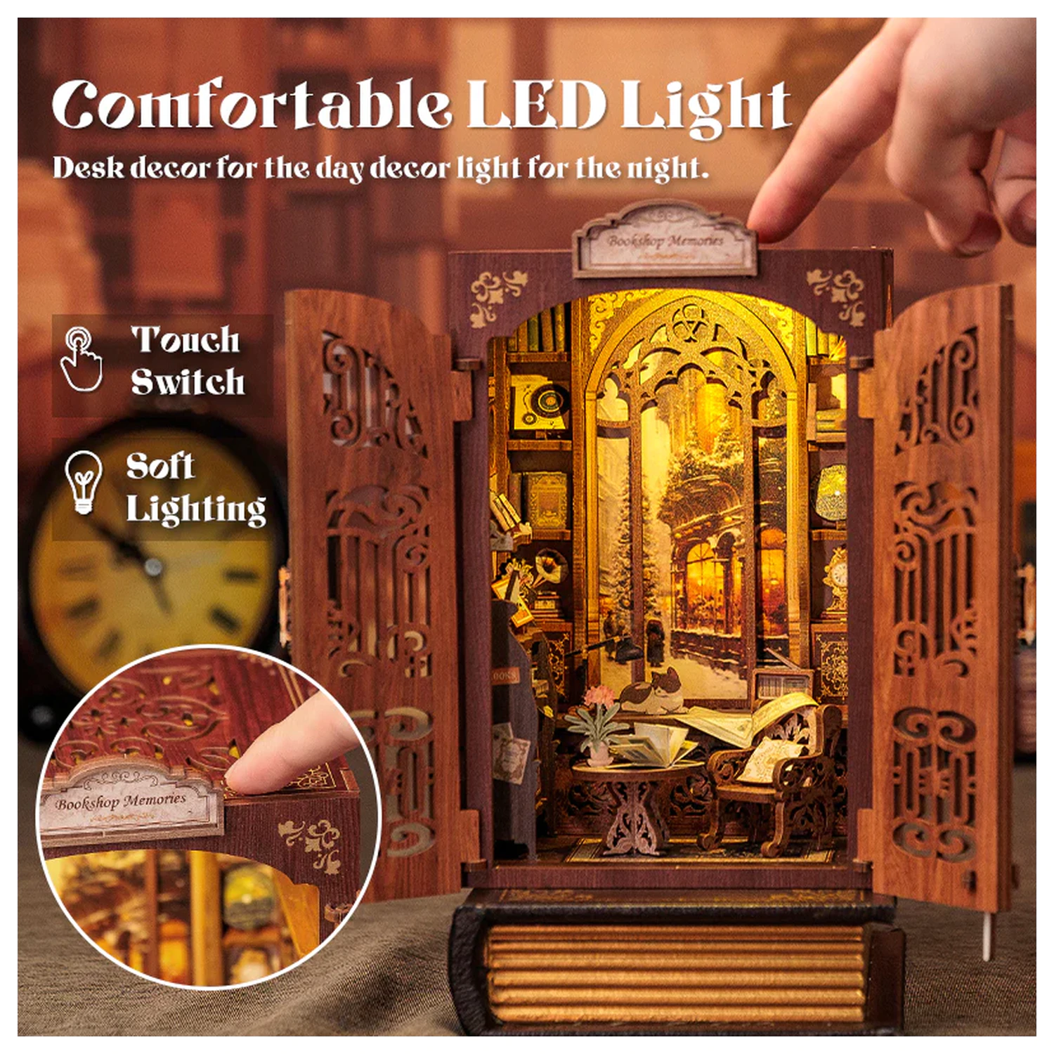 BOOK NOOK KIT DIY Memories Bookshop 127 sztuk + LED Light zestaw konstrukcyjny zdjęcie produktu