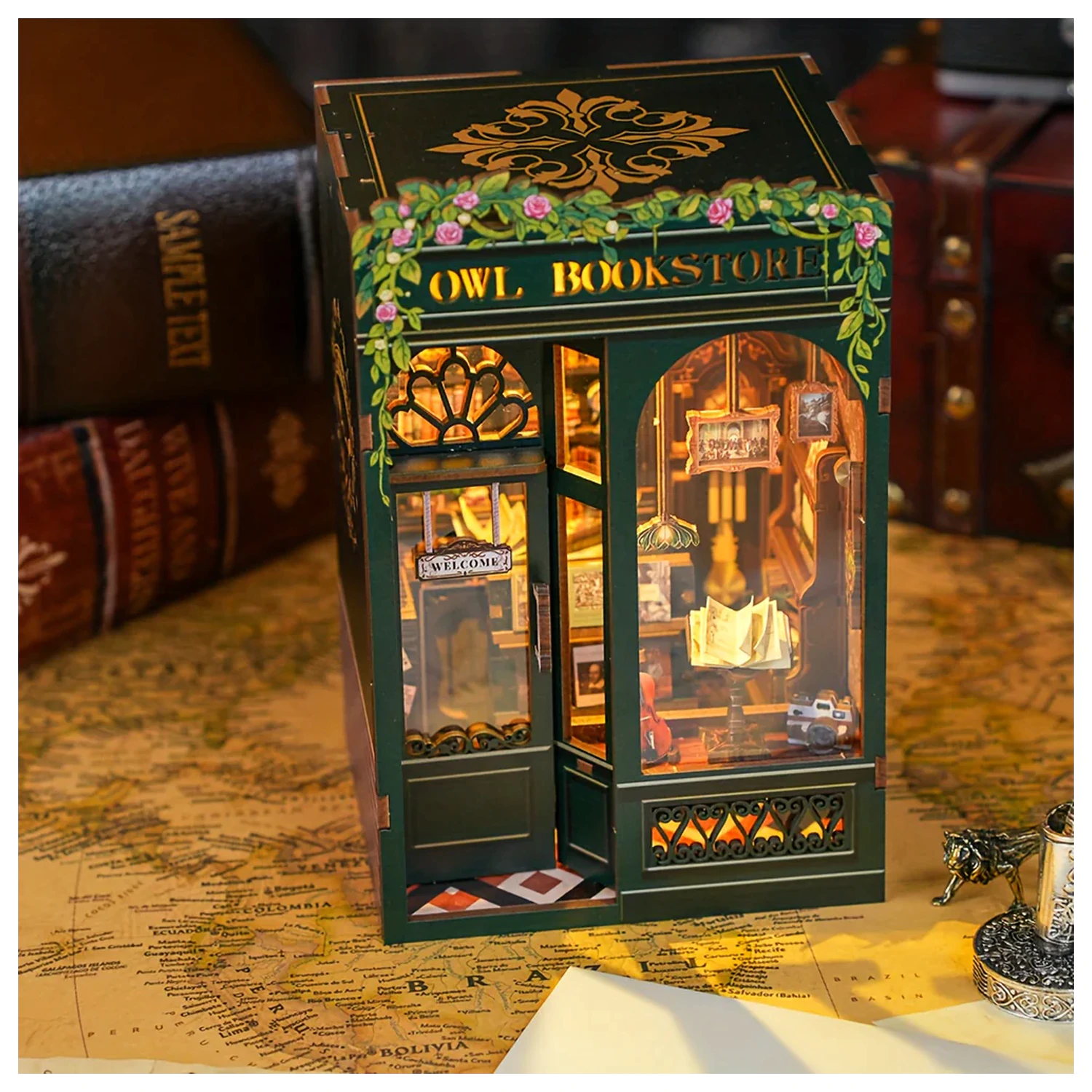 BOOK NOOK KIT Zestaw konstrukcyjny DIY Owl Bookstore 139 sztuk + światło LED zdjęcie produktu